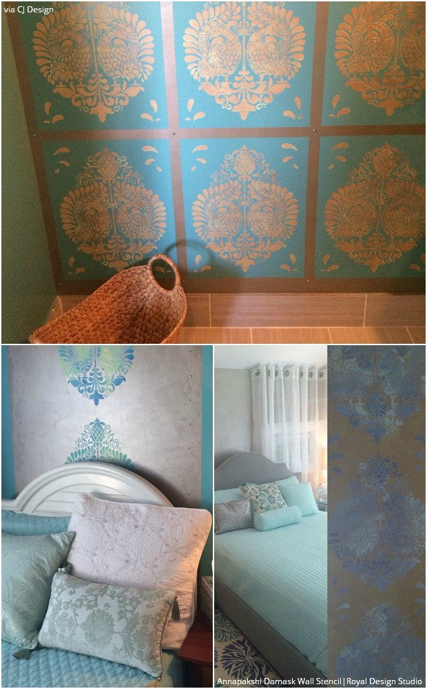 Annapakshi Indian Damask Wall Stencil - Reusable DIY Painting Template for Home Decor, Mandala Art, and Wall Murals | Perfect for Bedroom, Living Room, and Nursery Decoration