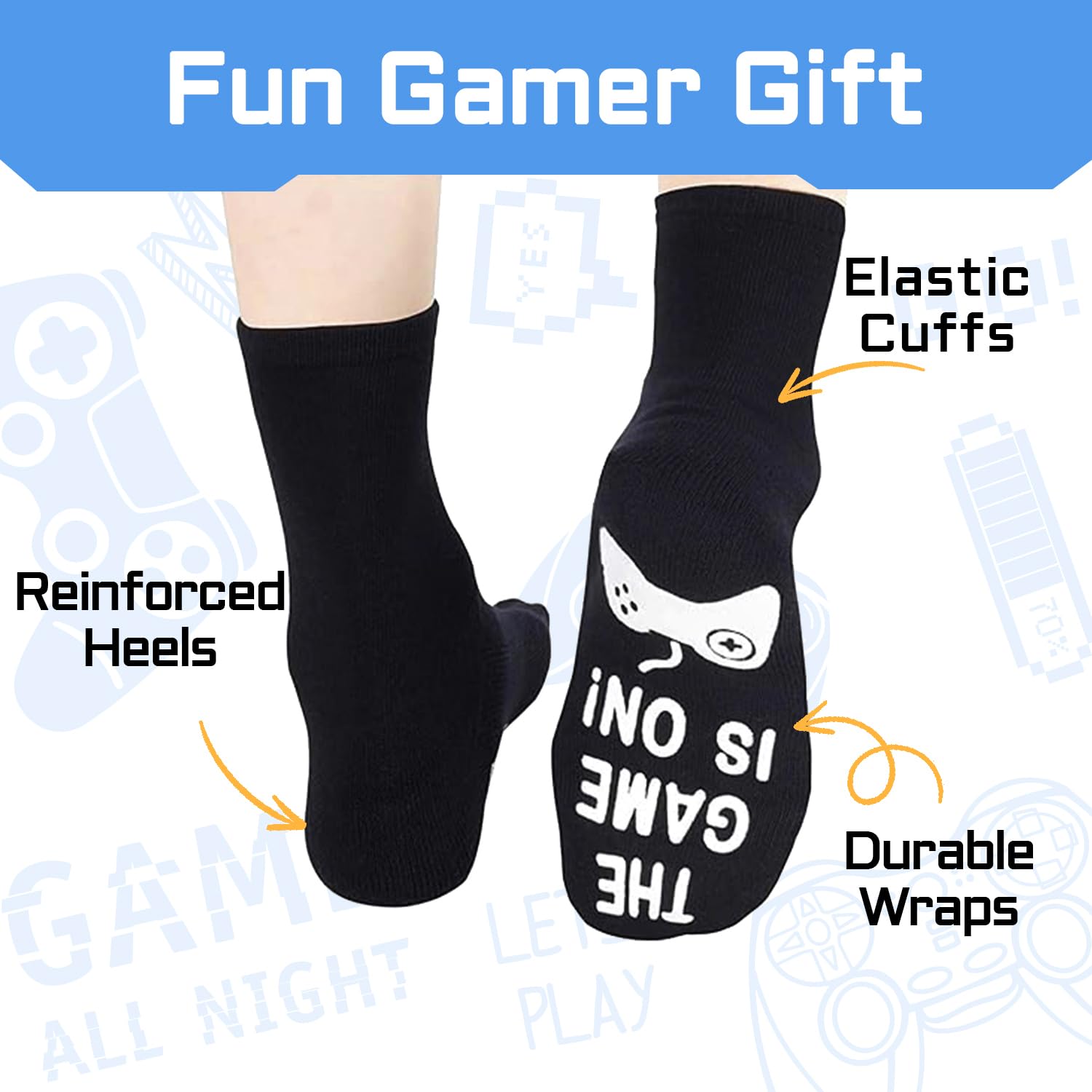 Men's Gaming Socks - Funny Video Game Socks for Teen Boys & Gamer Gifts - Perfect for Esports, LAN Parties & Gaming Marathons