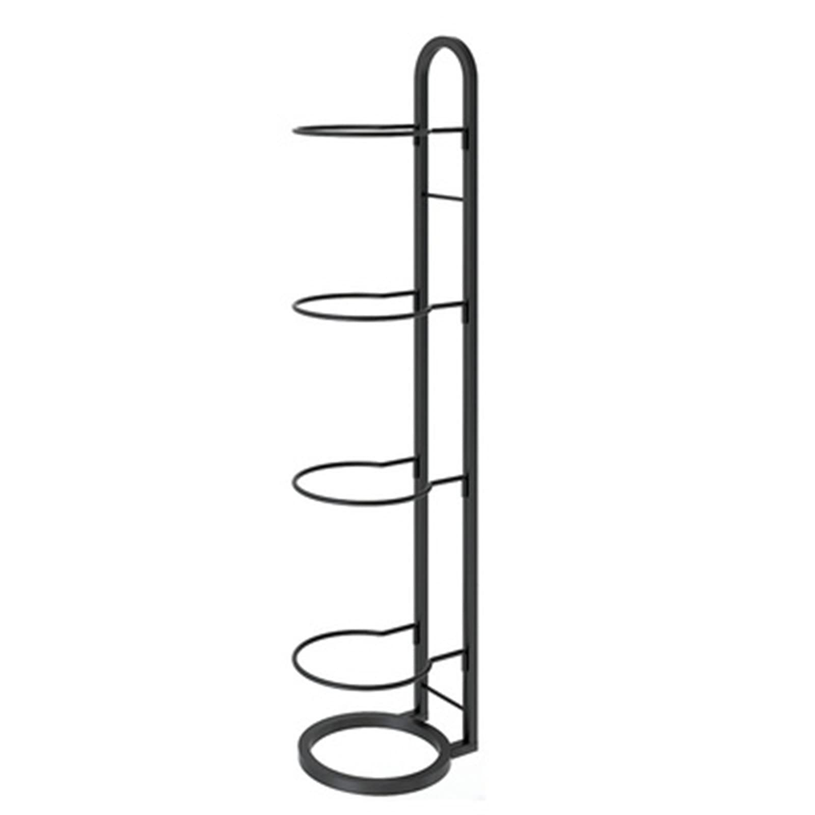 3/4 Tier Metal Ball Rack for Basketball & Football Storage - Vertical Gym Garage Organizer with Removable Stand (22x27x115cm, Black) - Perfect for Sports Equipment Organization in Home, Garage, or School Gym