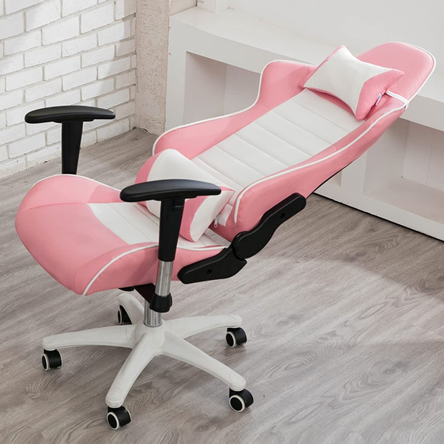 Premium Ergonomic Gaming Chair - Red Leather Executive Office Chair with 360° Swivel for PC & Computer Desk - Comfortable Rotating Stool for Gaming, Work & Home Office Use