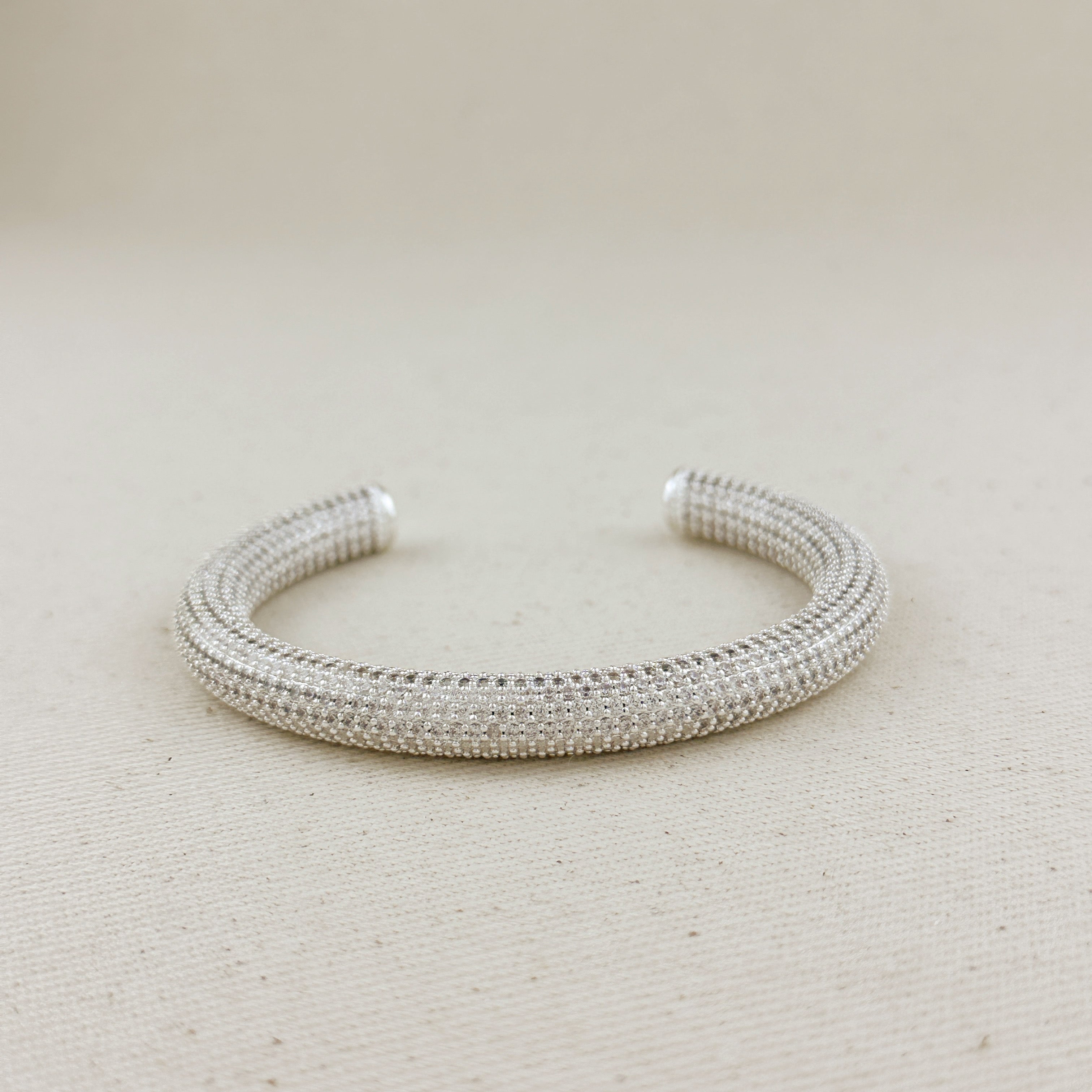 18K Gold Filled Iced Out Arm Cuff Bracelet for Women - Elegant Layered Bangle for Parties, Weddings & Special Occasions