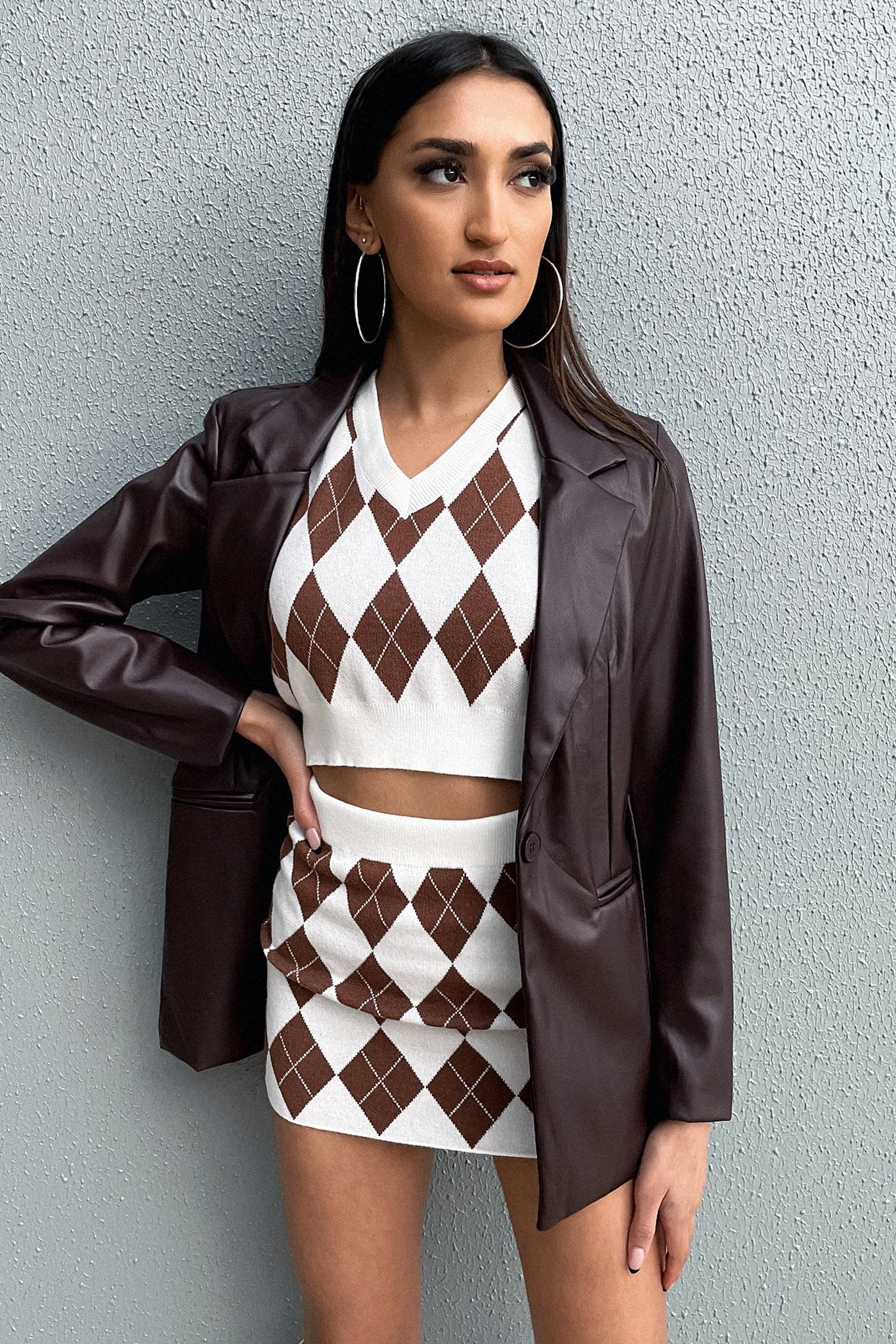 Stylish Marcel Blazer in Brown PU Leather - Perfect for Office Wear, Business Meetings & Formal Occasions