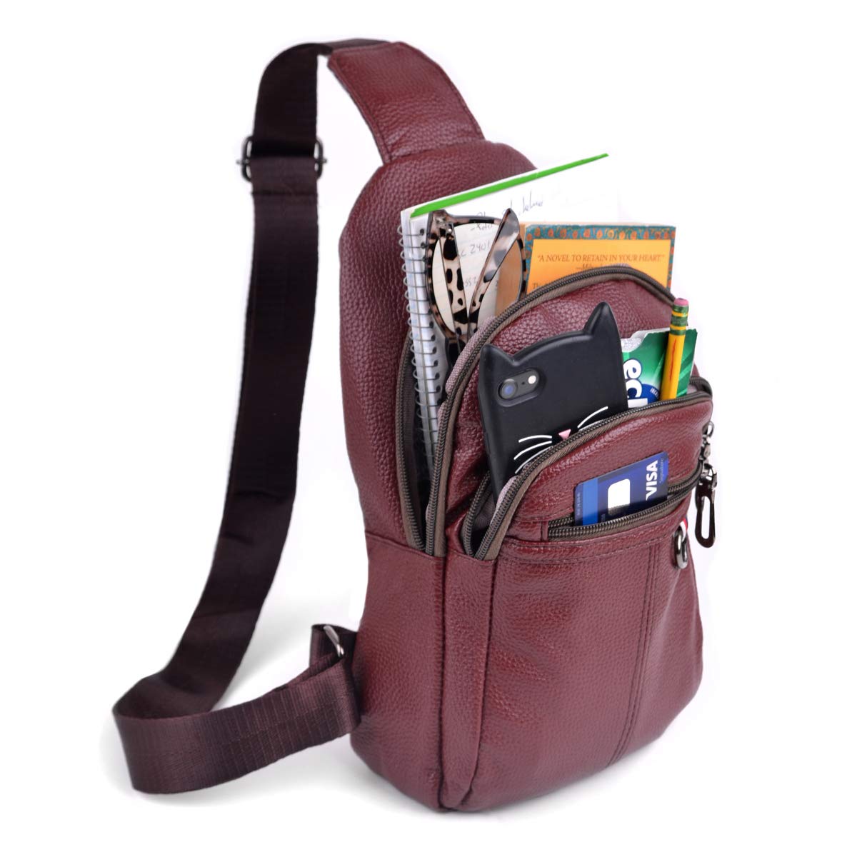 WESTEND Synthetic Leather Crossbody Sling Bag Backpack with Adjustable Strap - Stylish & Durable Unisex Shoulder Bag for Travel, Work & Daily Use