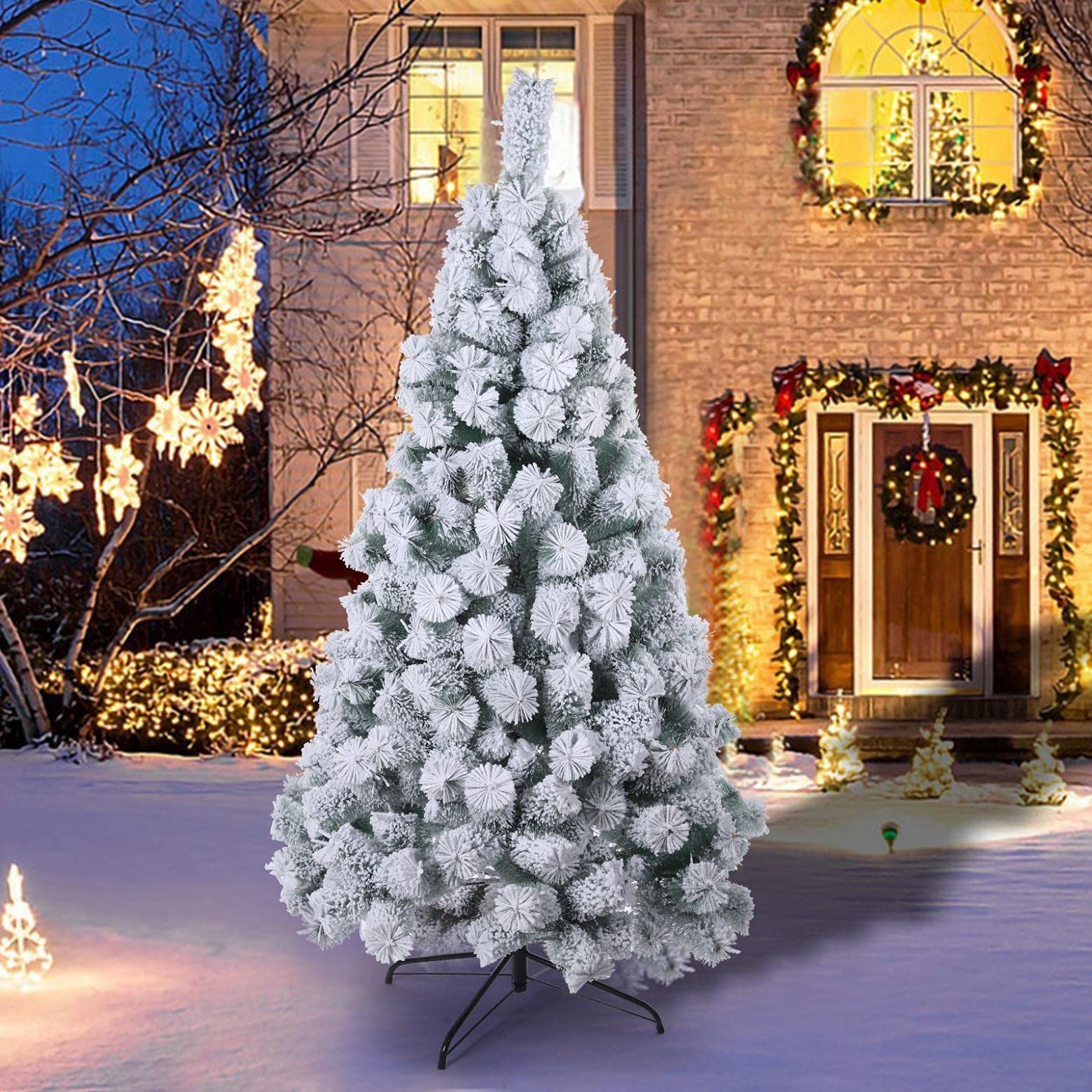 FWBNUIF 6FT White Christmas Tree - Foldable Artificial Xmas Decor with Stand for Home & Office