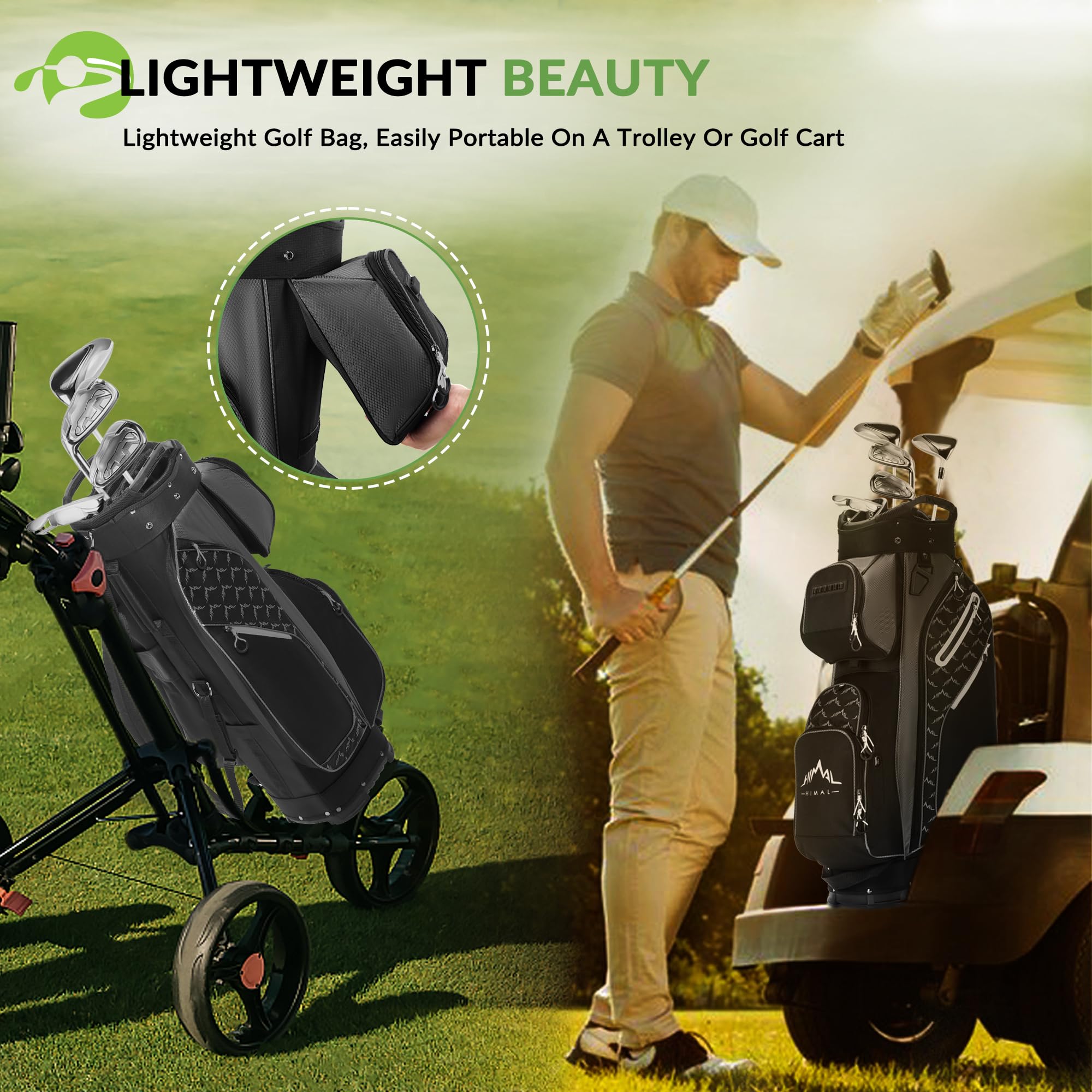 **14-Way Golf Cart Bag with Full-Length Divider Top & Multiple Pockets - Durable Men's Golf Bag with Comfortable Handles & Rain Cover - Perfect for Golf Courses, Driving Ranges & Tournaments**