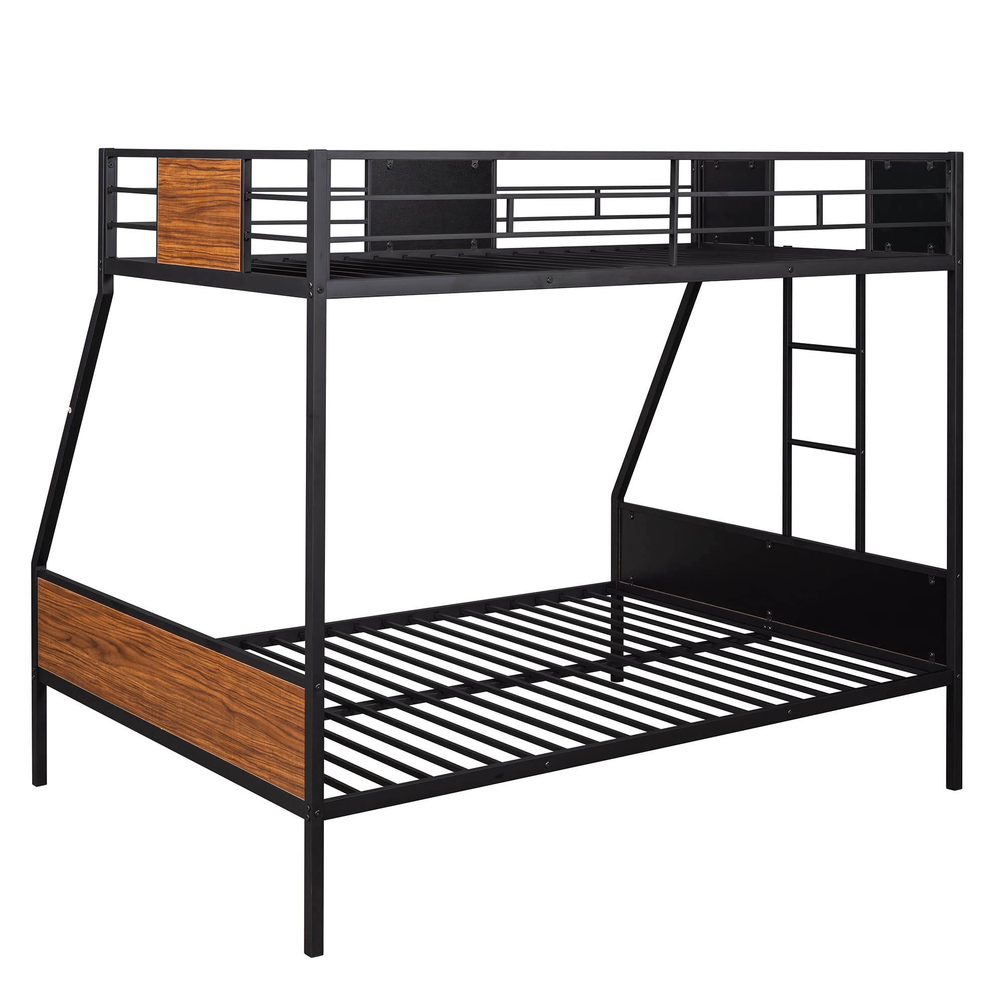 Twin Over Full Metal Bunk Bed Frame - Sturdy Steel Bunk Beds for Kids, Teens & Adults - Modern Black Bedroom & Dorm Furniture for Space Saving