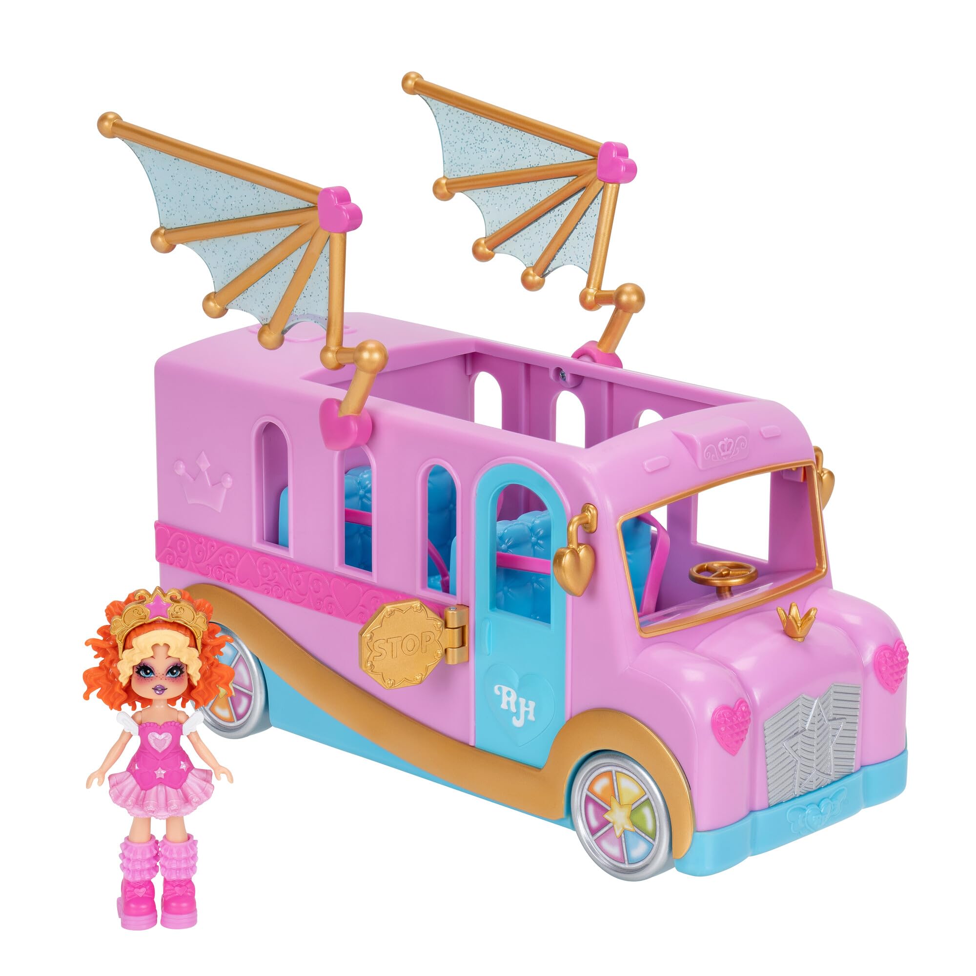 Royale High Bus & Glam Closet - Exclusive Fashion Doll with Mobile Closet, Movable Wings, Functional Wheels & Seats for 4 Friends - Includes Virtual Item Code - Perfect for Role Play & Travel Adventures - Ages 5+