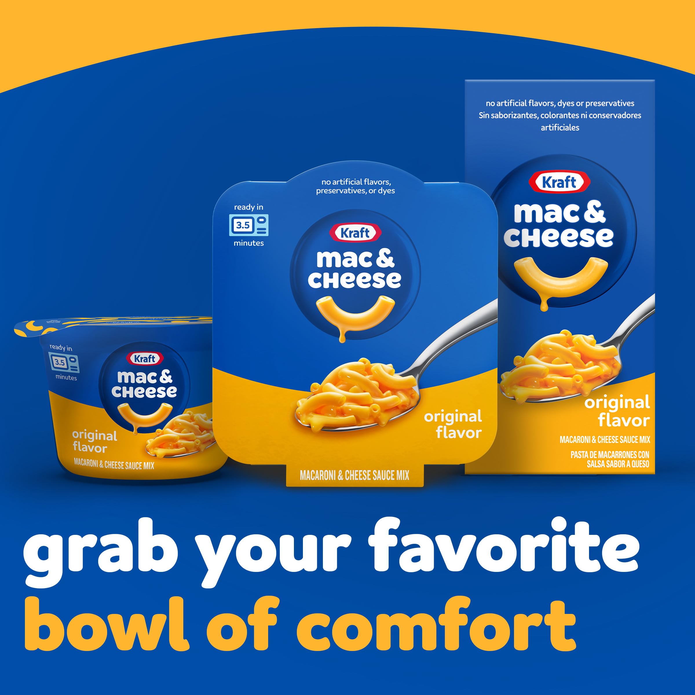Kraft Original Mac & Cheese Dinner - Big Bowl 3.5 oz Tray | Easy Microwave Meal for Quick Lunches & Busy Weeknights