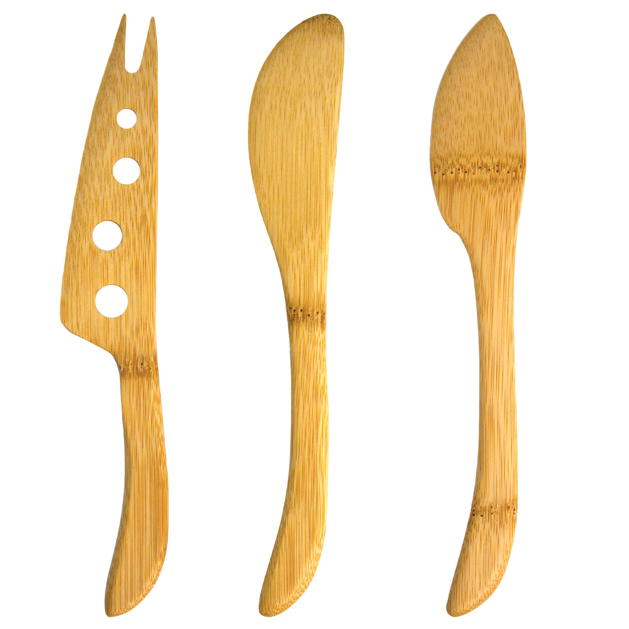 Totally Bamboo 3-Piece Cheese Board Set with Knives - Perfect for Entertaining, Charcuterie Boards & Wine Pairings