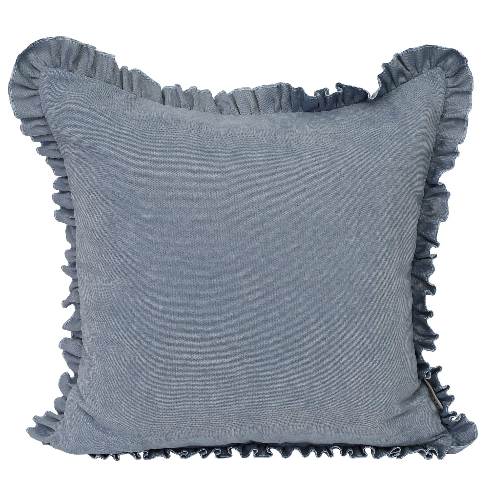 Decorative Square Throw Pillow Covers 18x18 Inch - Light Blue Ruffled Polyester Cushion Cases for Sofa, Couch & Bed - Home Decor Accent Pillows for Living Room, Bedroom & Nursery