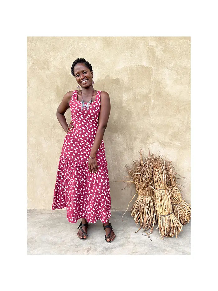 The Riviera Dress: Elegant Rosewood Floral Print Maxi Dress for Women - Perfect for Beach Vacations, Summer Parties & Date Nights