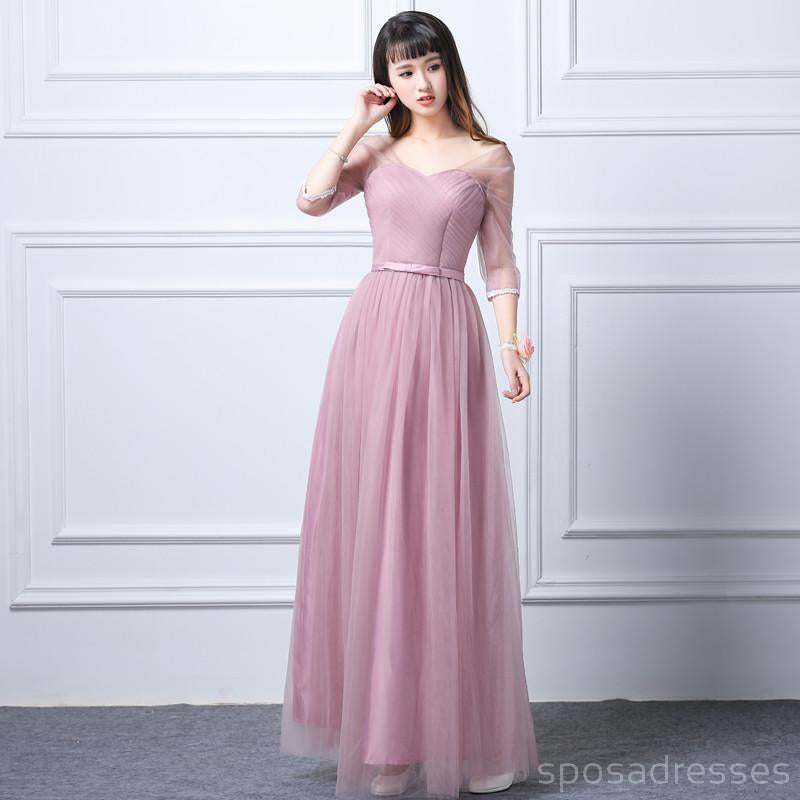 Elegant Pink Tulle Long Bridesmaid Dresses - Mismatched Style BD010 | Perfect for Weddings, Formal Events & Prom