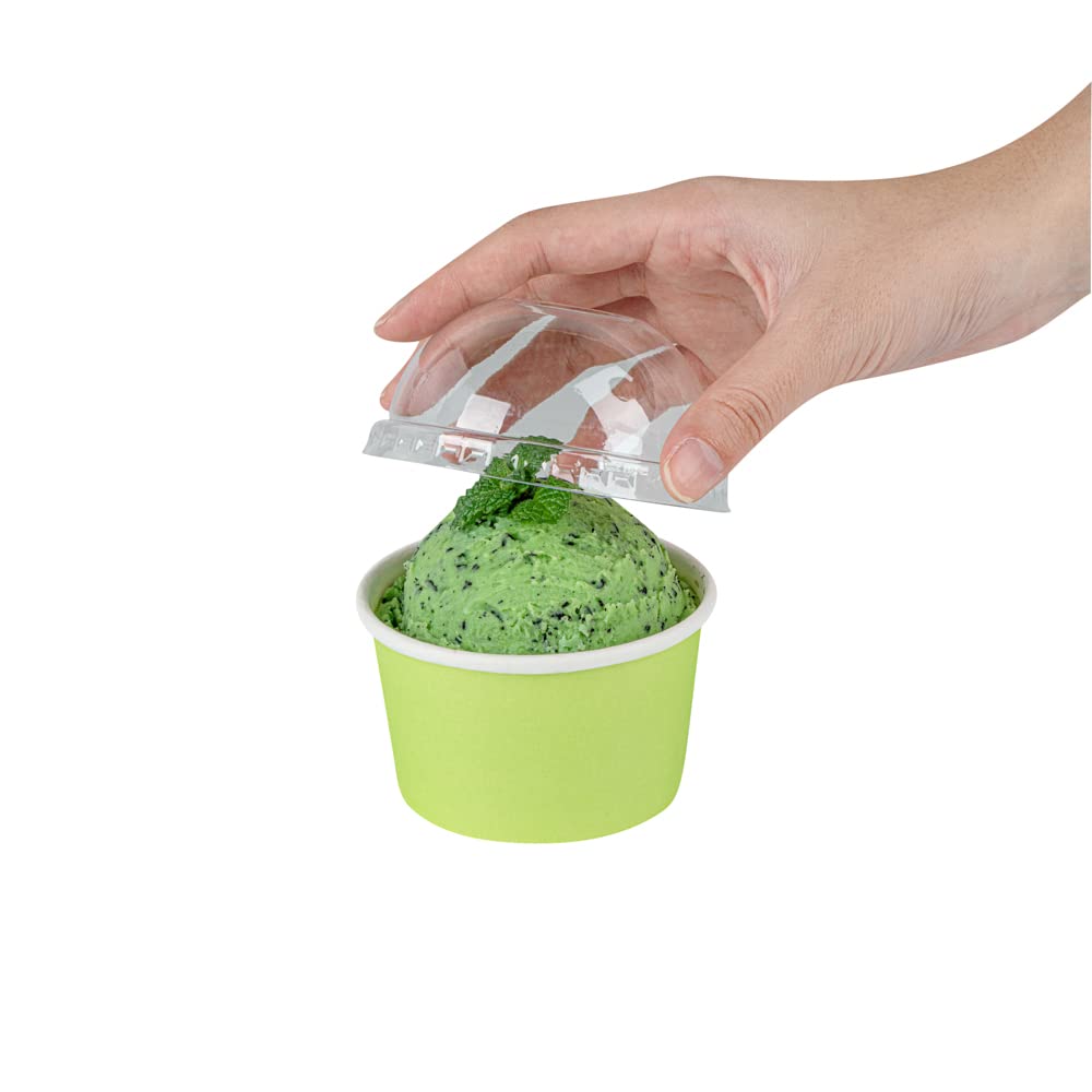 50 Pack Clear Plastic Dome Lids for 5oz Coppetta To-Go Cups - Disposable Dessert Cup Lids - Perfect for Ice Cream, Parfaits & Takeaway Desserts in Restaurants, Cafes & Bakeries