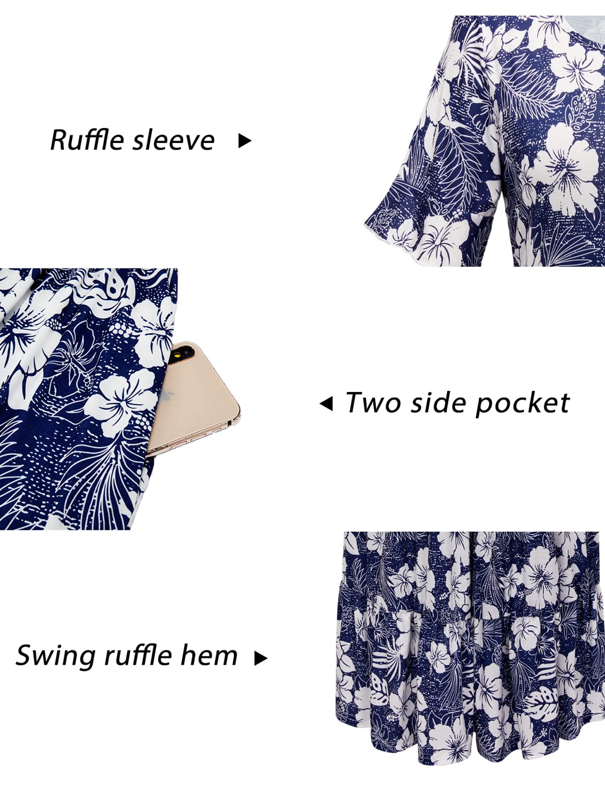 STYLEWORD Women's Summer 2025 Casual Short Sleeve Tiered Flowy Spring Dress - Long Midi Beach Sundress for Vacation, Party, Brunch & Outdoor Activities