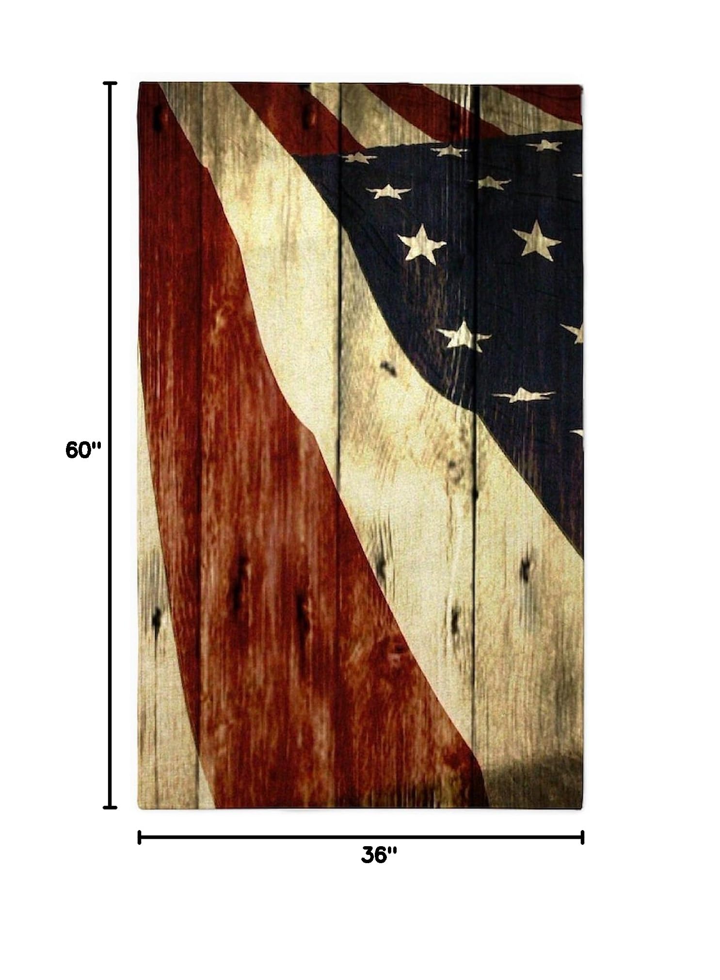 USA American Flag Wood Grain Area Rug - Decorative Fabric Throw Rug for Living Room, Bedroom & Patriotic Home Decor