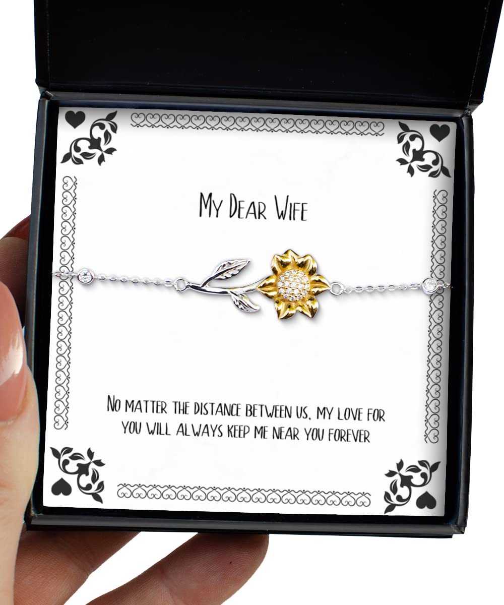 Funny Valentine's Day Sunflower Bracelet for Wife - Long Distance Relationship Gift - Cute Sarcastic Jewelry for Couples - Perfect for Anniversaries, Birthdays & Romantic Surprises
