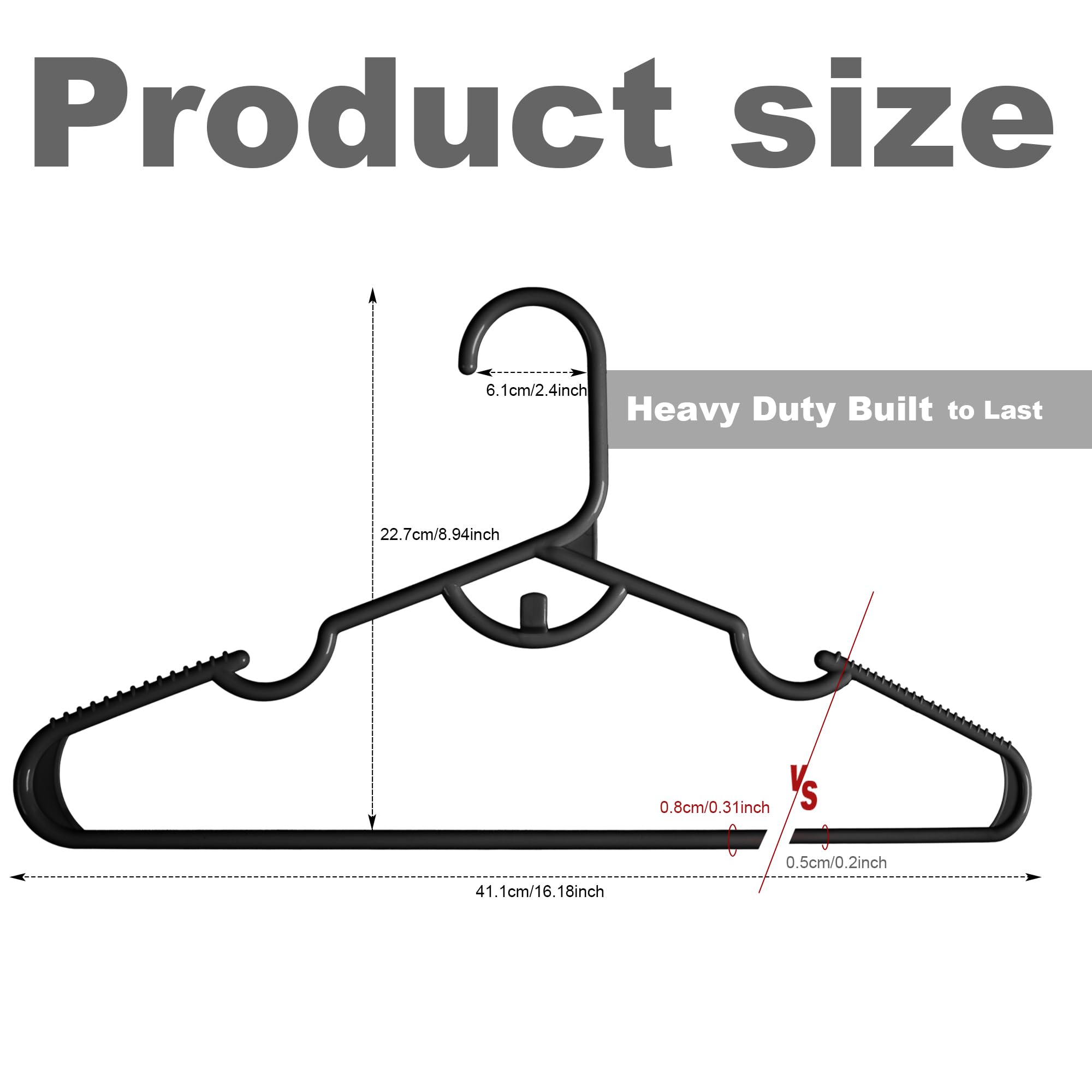 Bulk Heavy Duty Plastic Clothes Hangers - Thick Strong Standard Closet Hangers for Jackets, Shirts & Pants | Space Saving Wardrobe Organizers for Home & Retail Use