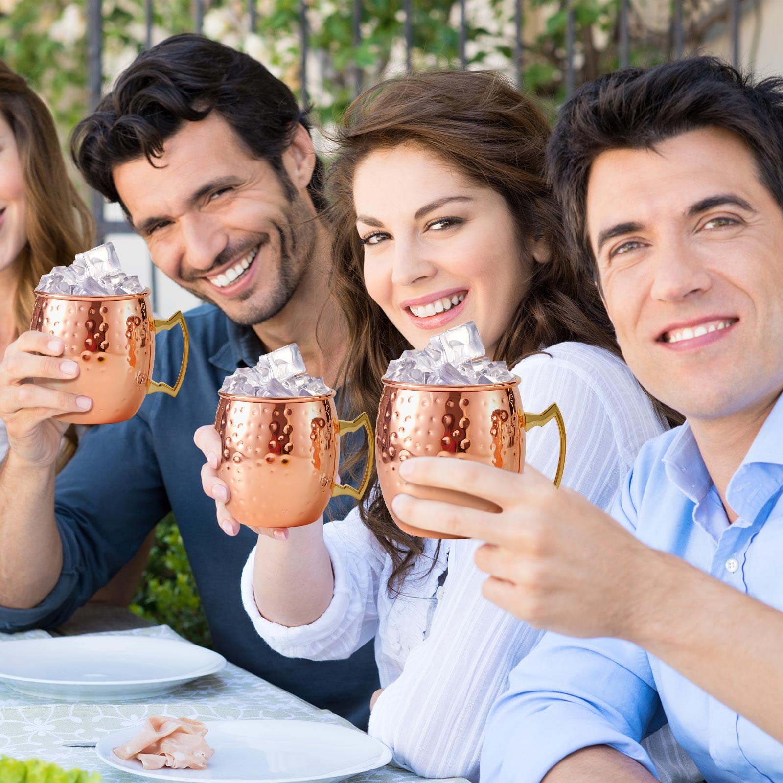 20-Pack Moscow Mule Mugs - 19 oz Hammered Copper Cups with Stainless Steel Lining & Gold Brass Handles - Perfect for Chilled Cocktails, Coffee, Wine - Ideal for Weddings, Bars, and Home Entertaining (Rose Gold)