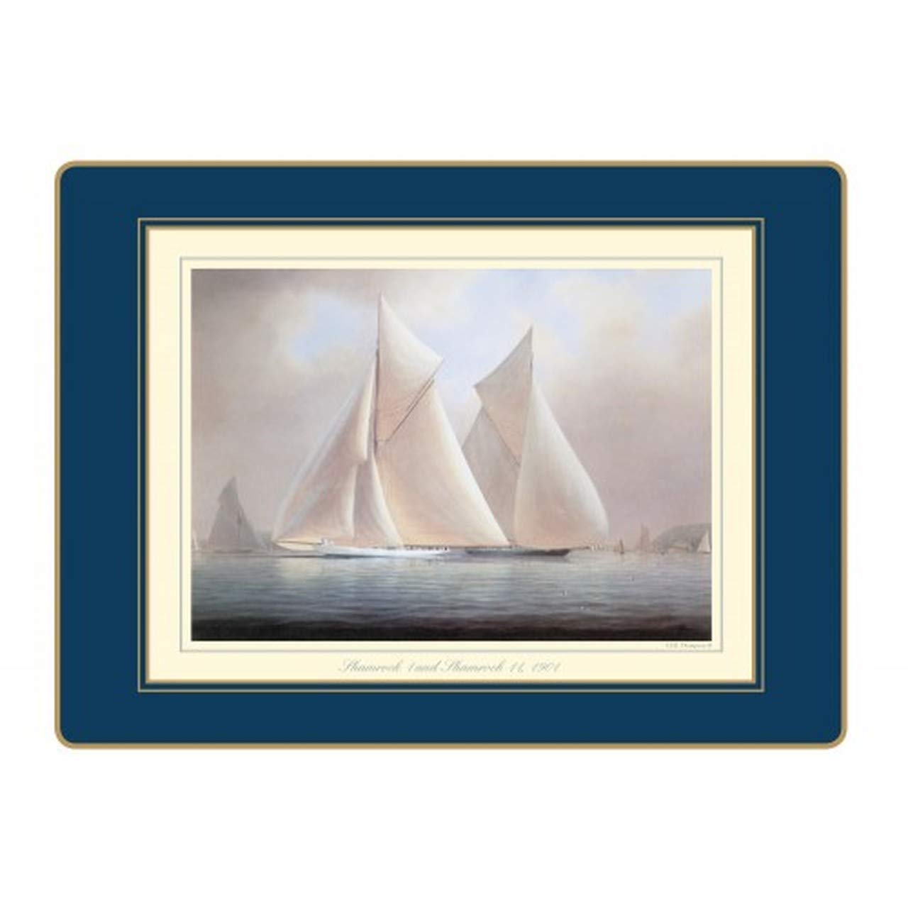 Lady Clare Continental Placemats Set of 4 - Nautical Racing Yachts Design - Waterproof & Heat-Resistant Table Mats for Dining Room, Kitchen, or Outdoor Entertaining