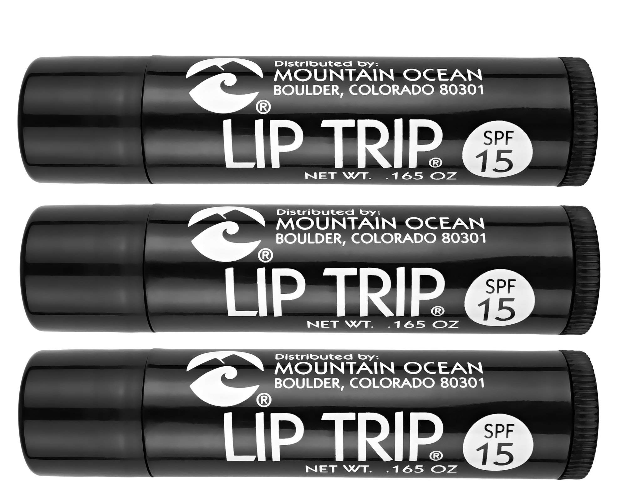Mountain Ocean Lip Trip SPF 15 Lip Balm Pack of 10 - Natural Moisturizing with Apricot Kernel Oil, Sesame Oil, Aloe Vera & Cocoa Butter - 0.17 oz Each - Perfect for Dry Lips, Sun Protection & Daily Hydration