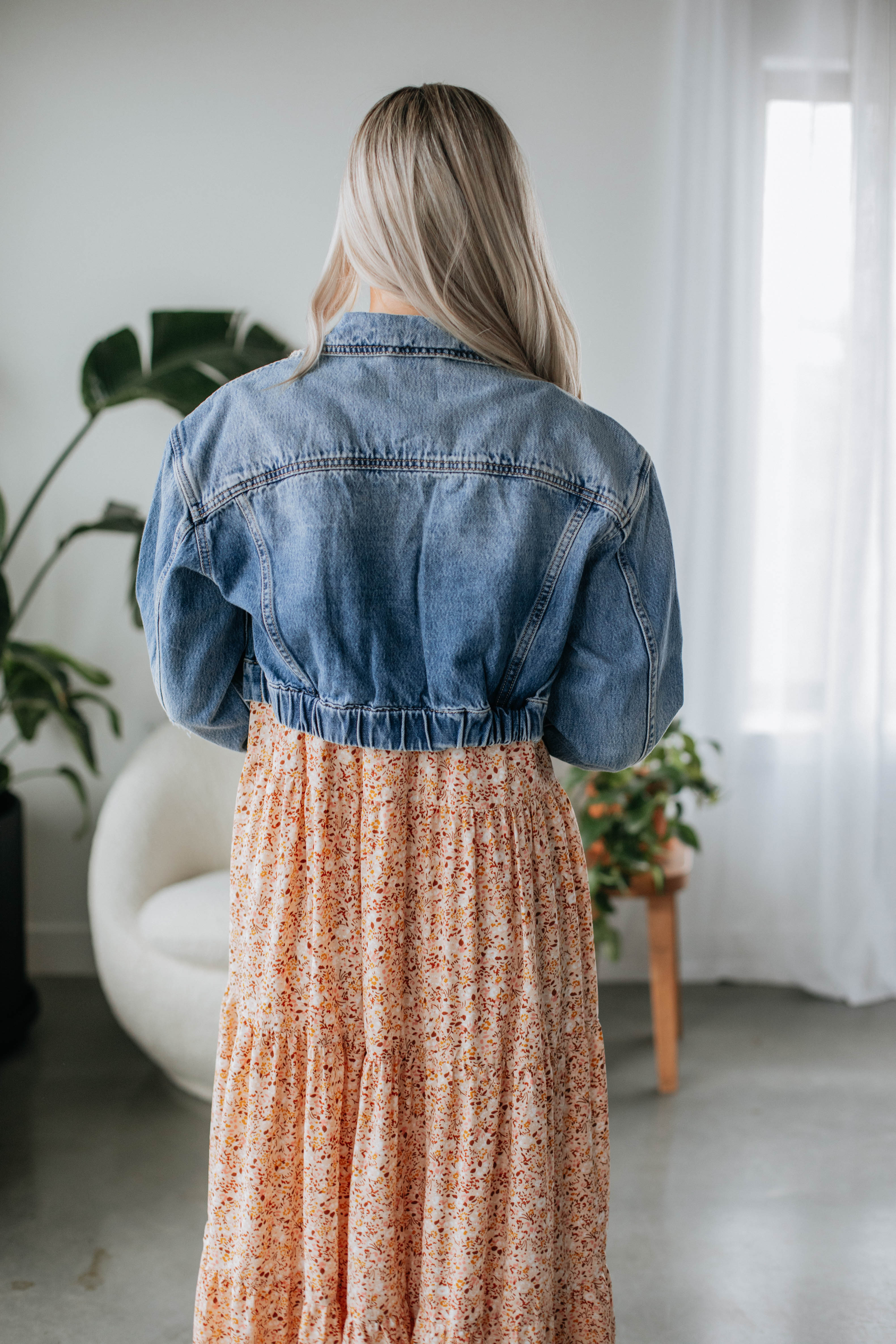 Vintage Distressed Denim Jacket for Women - Medium Wash Denim Coat - Perfect for Casual Outfits, Streetwear & Layering
