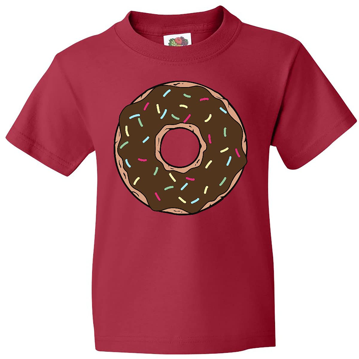 Inktastic Chocolate Donut Print Youth T-Shirt - Cute Doughnut Graphic Tee with Glaze & Sprinkles Design | Perfect for Birthday Parties, Donut Lovers & Casual Wear
