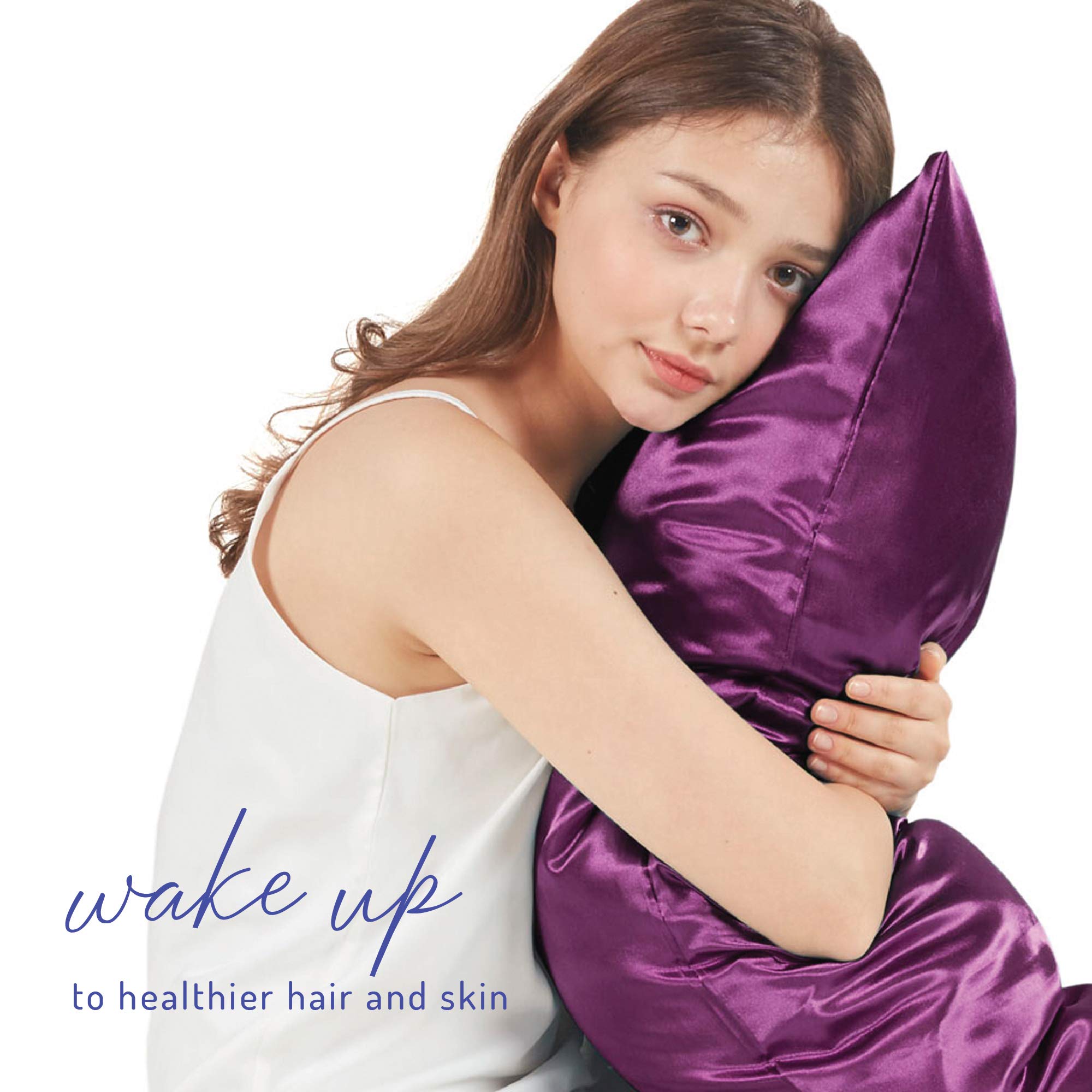 Purple King Satin Pillowcase Set of 2 - 20x40 Inch Silk Pillow Covers for Hair & Skin Care, Soft & Smooth with Envelope Closure - Perfect for Beauty Sleep, Travel & Home Decor