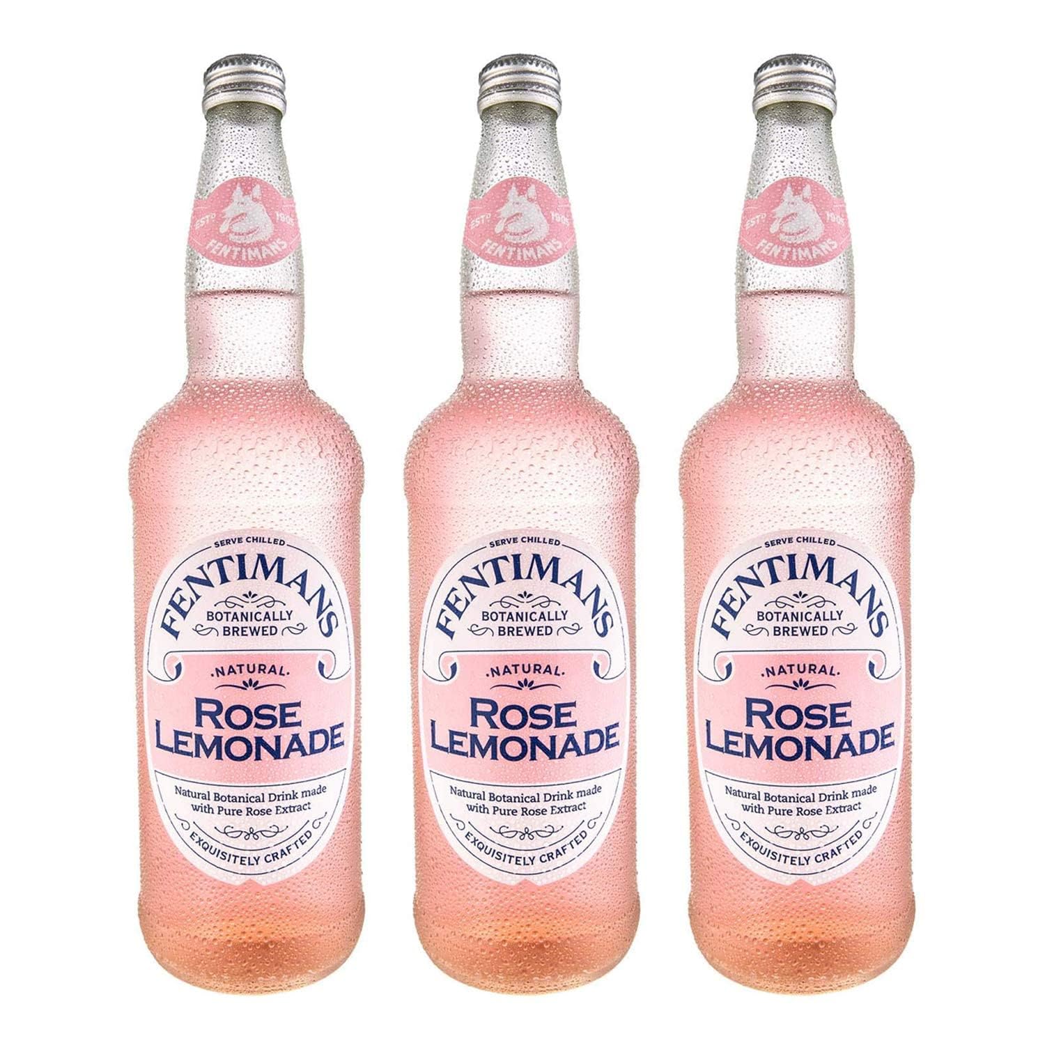 Fentimans Sparkling Rose Lemonade - Natural Pink Lemonade with Pure Rose Extract, Craft Soda & Botanically Brewed - 9.3 Fl Oz (Pack of 3) - Perfect for Cocktail Mixing, Summer Parties & Refreshing Drinks