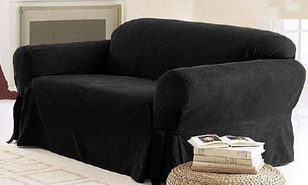 Soft Micro Suede Loveseat Slipcover - Black | Home Decor Upgrade