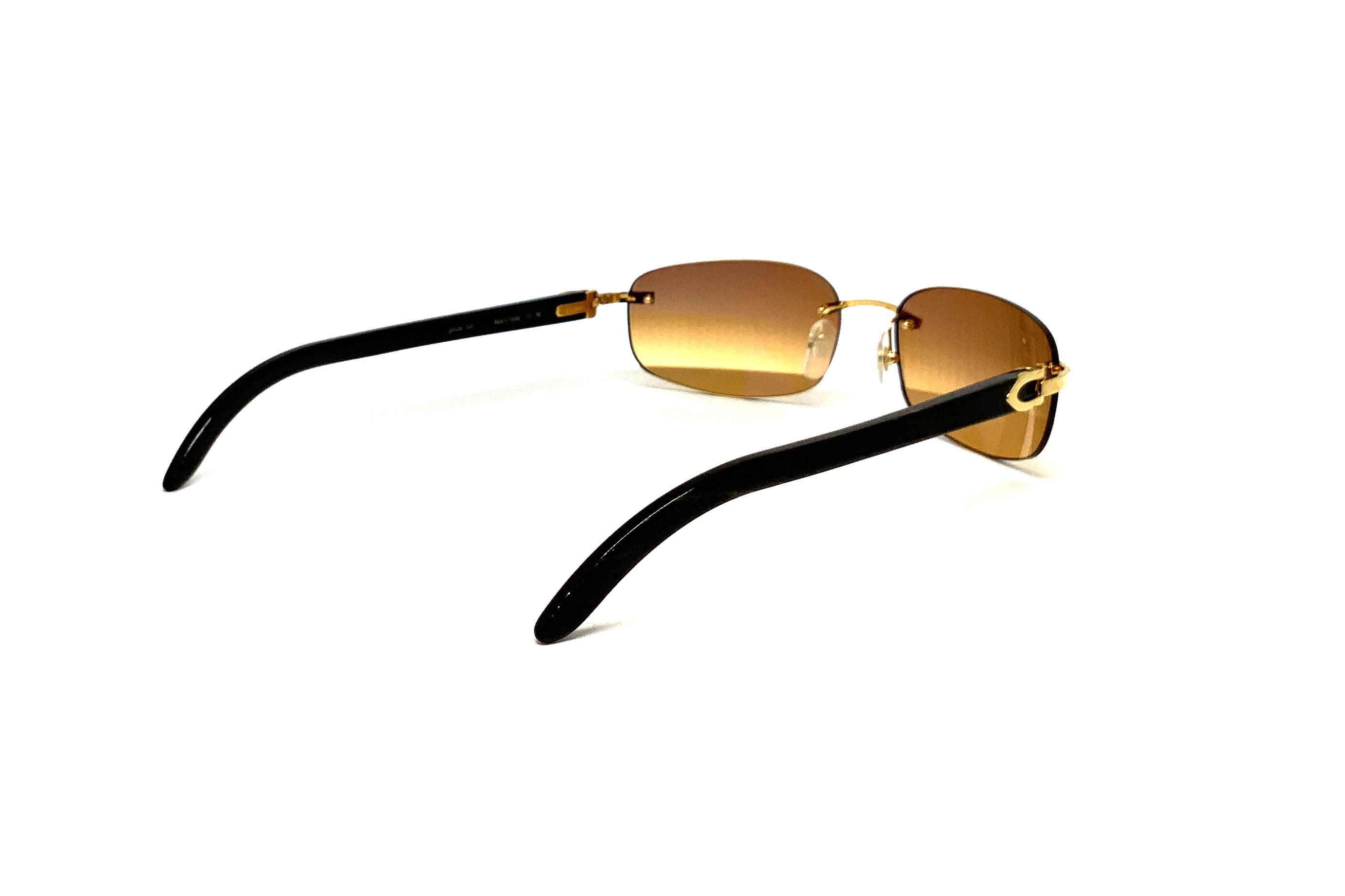 Cartier Trinity de Cartier CT0020RS Sunglasses - Black Buffalo Horn Frame with Brown Gradient Lenses | Luxury Unisex Eyewear for Fashion & Outdoor Protection