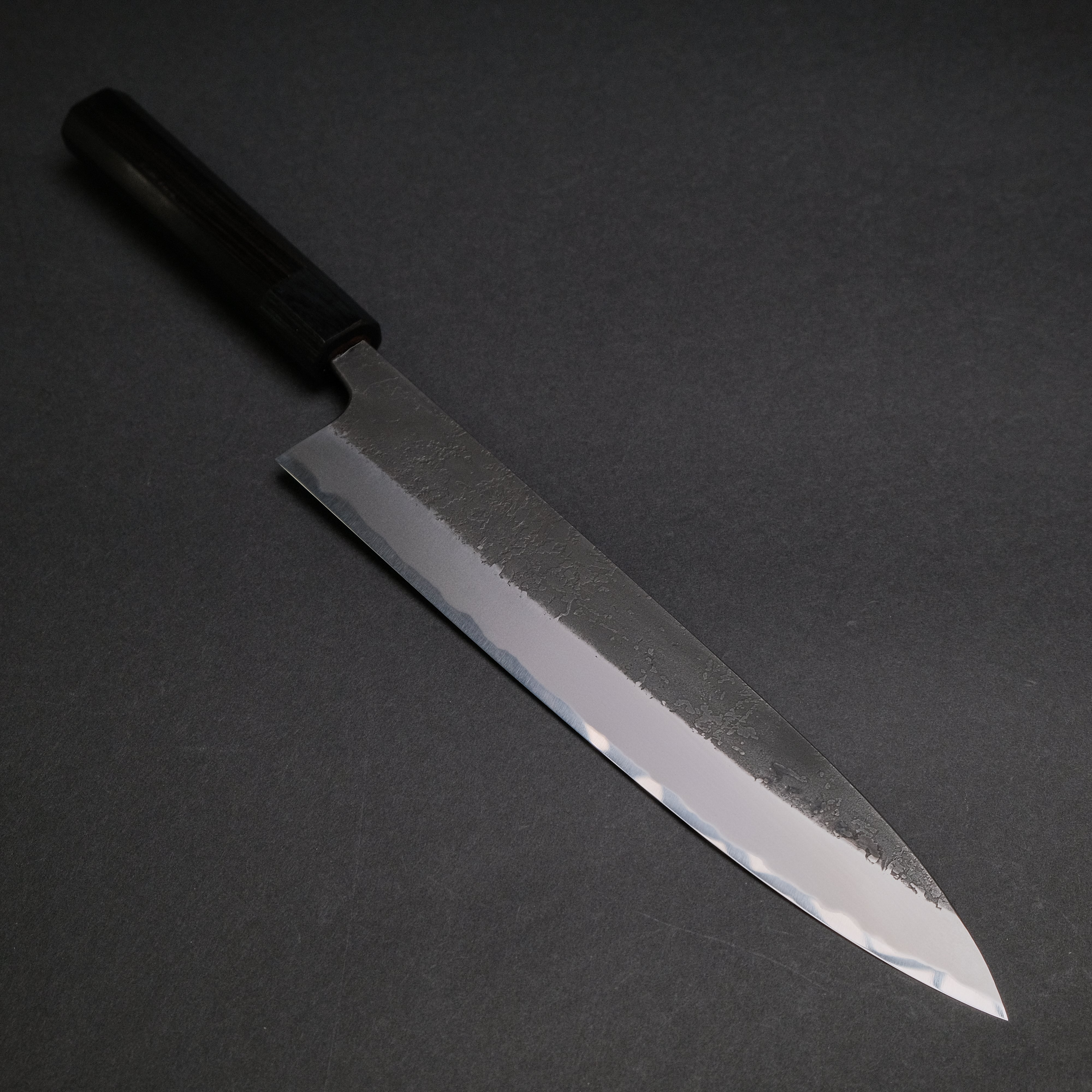 Akifusa Wakui Kurouchi Nashiji Blue #2 Gyuto 240mm Japanese Chef Knife with Ebony Handle - Professional Kitchen Knife for Sushi, Meat Cutting & Precision Cooking (Discounted)