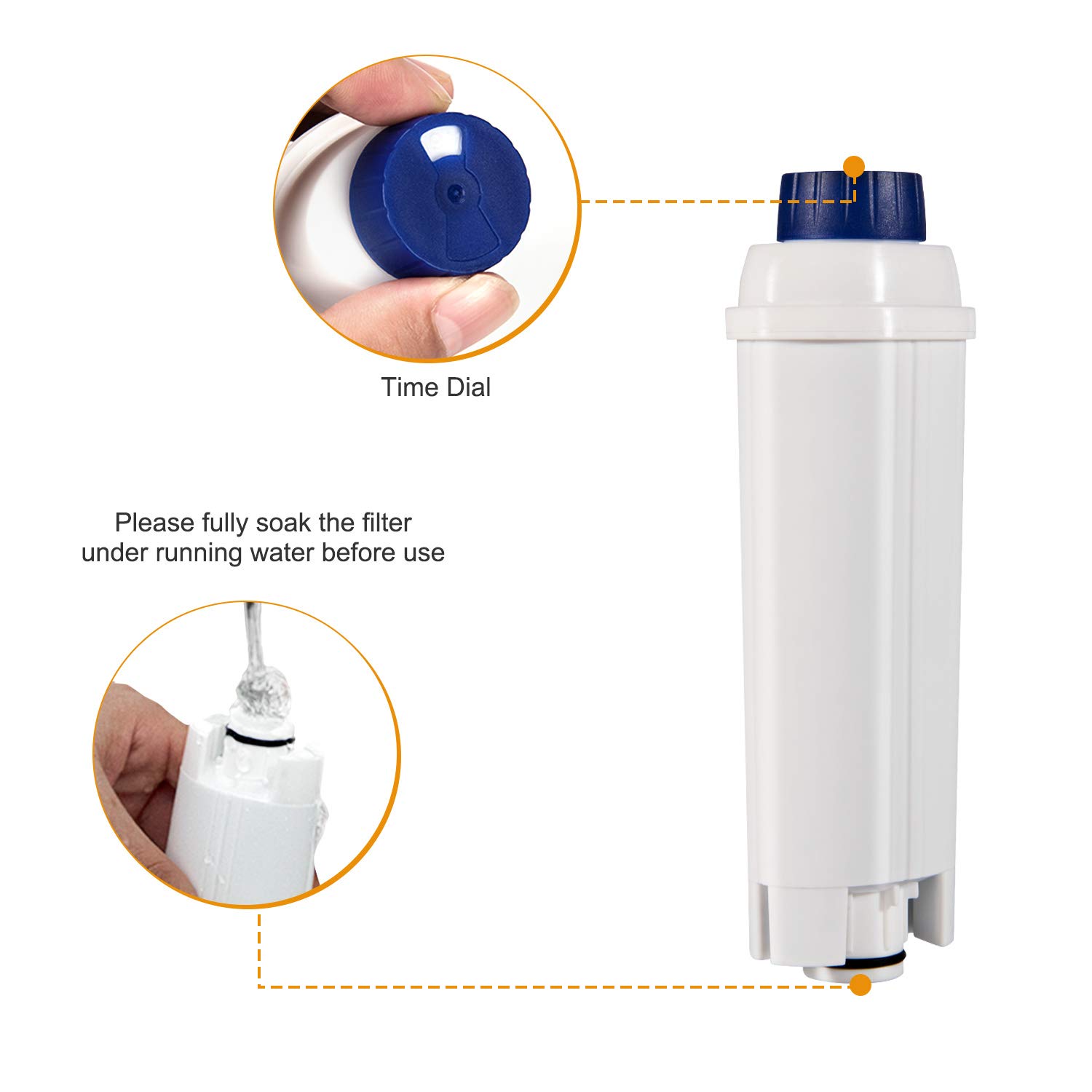 De'Longhi DLSC002 Replacement Water Filter with Activated Carbon Softener - Compatible with ECAM, ESAM, ETAM, BCO & EC Series Coffee Machines (2-Pack) - Improve Coffee Taste & Machine Performance