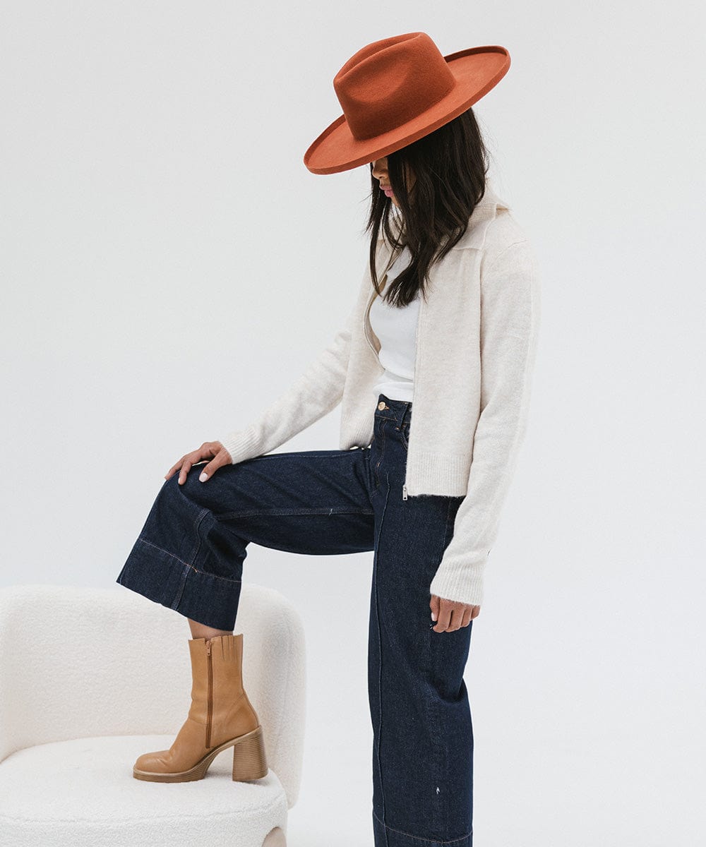 Amelia Pencil Brim Fedora Hat for Women - Stylish Wide Brim Sun Hat for Outdoor, Beach, and Summer Fashion