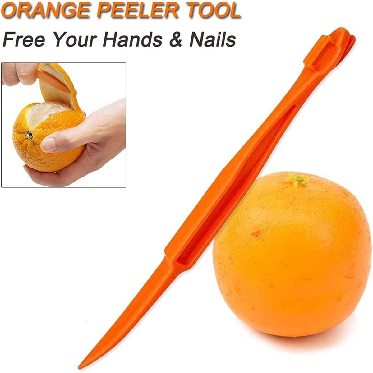 Orange Citrus Peeler Set - Easy Plastic Lemon & Citrus Peel Cutter, Slicer & Remover - Kitchen Gadget for Cooking, Baking & Cocktail Making (Set A)