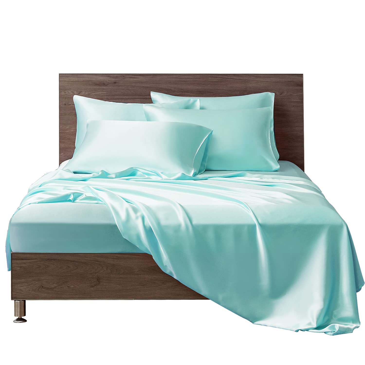 Luxury MR&HM Satin Bed Sheets Set - 6 Piece Full Size Silky Soft Bedding with 15