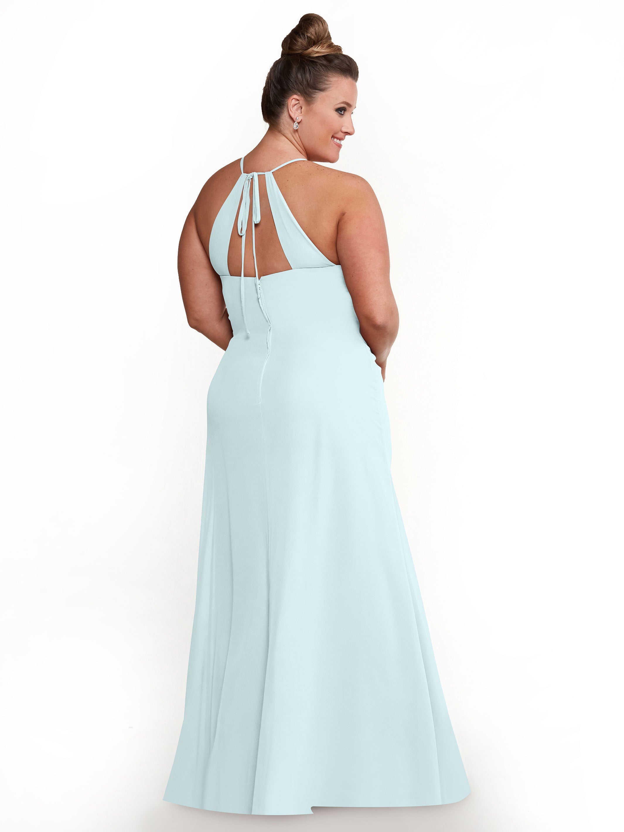 Elegant A-Line Chiffon Bridesmaid Dress with Keyhole Halter Neckline - Perfect for Weddings, Formal Events & Special Occasions
