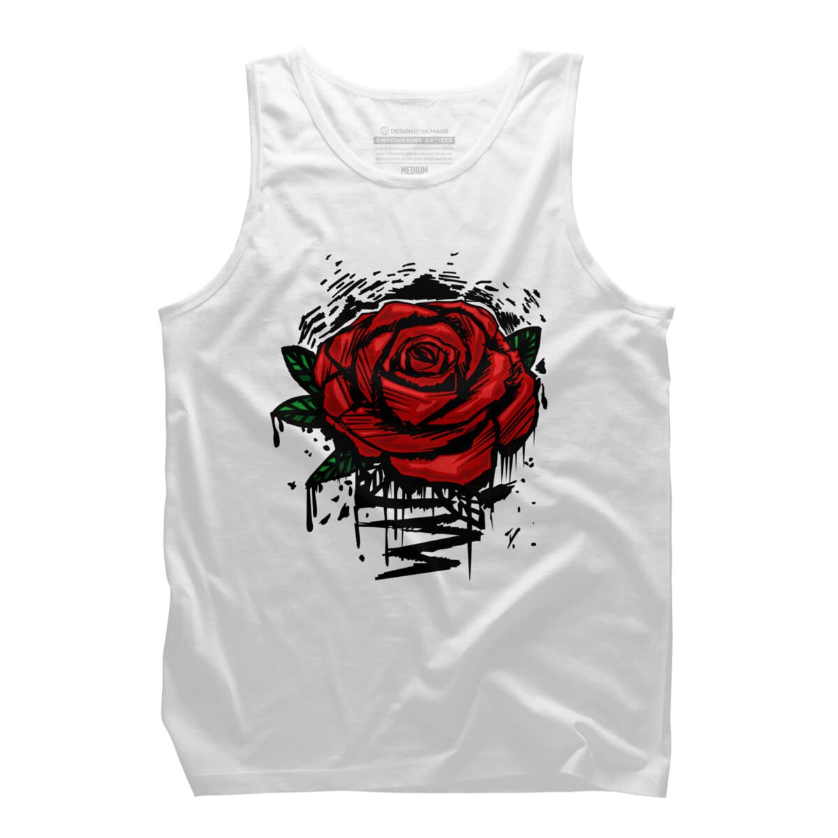 Design By Humans Men's Rugged Rose by Adamzworld Tank Top - Soft Cotton Graphic Tee for Casual Wear, Gym & Summer Outfits