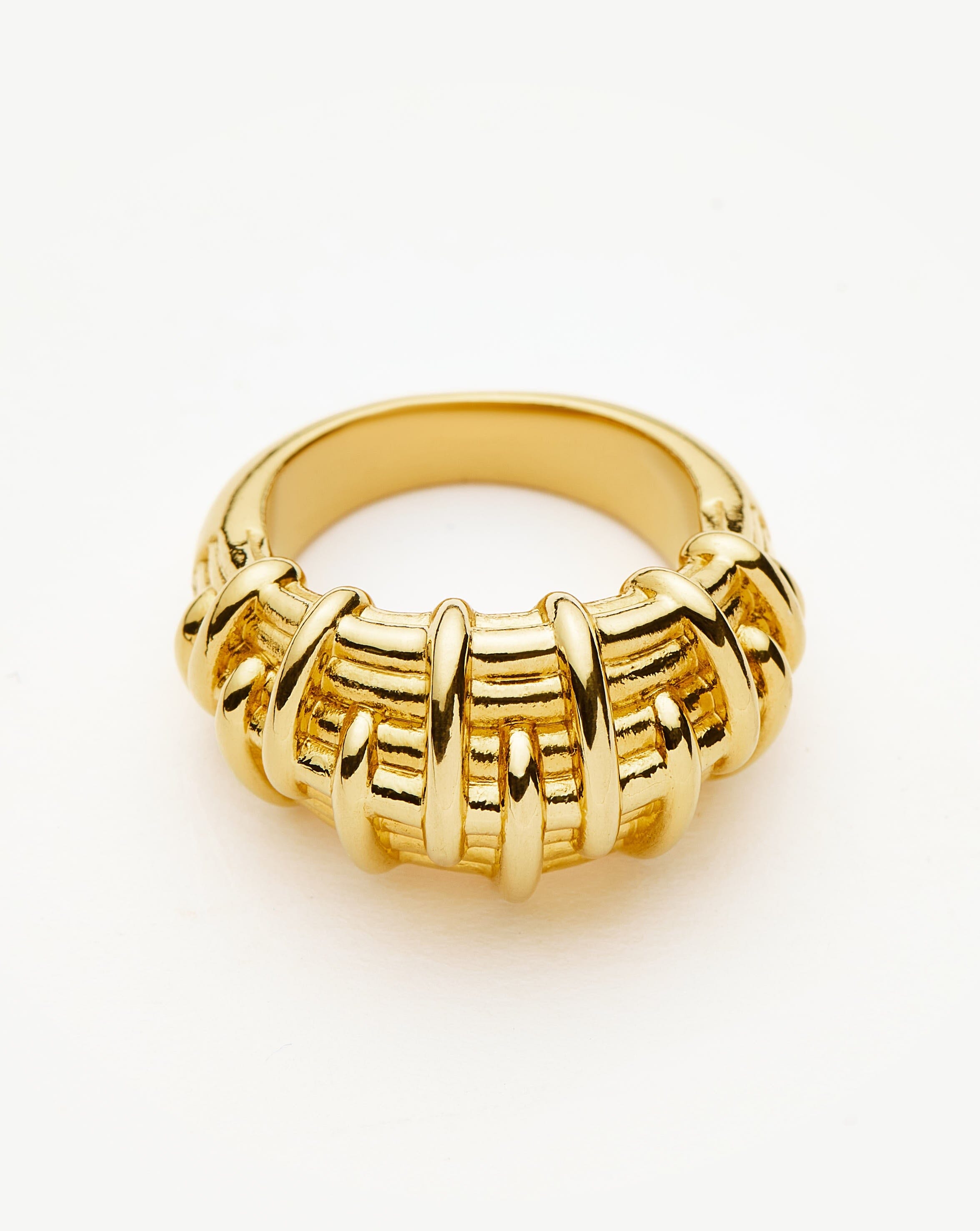 18k Gold Plated Bombe Raffia Ring - Handmade Boho Chic Statement Jewelry for Women - Perfect for Beach Weddings, Summer Parties & Boho Fashion