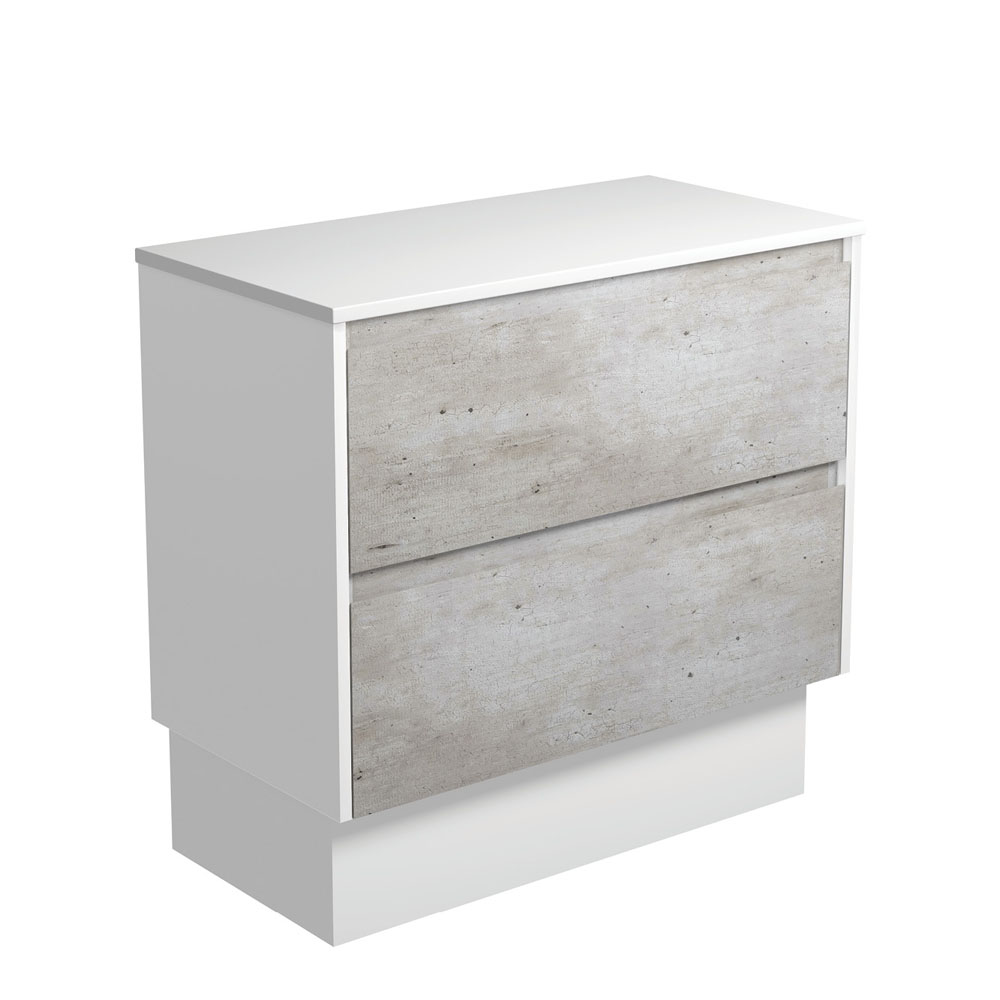 Fienza 90BXWK Amato 900 Industrial Kickboard Cabinet - Satin White Panels, Kitchen & Bathroom Storage Solution for Modern Homes