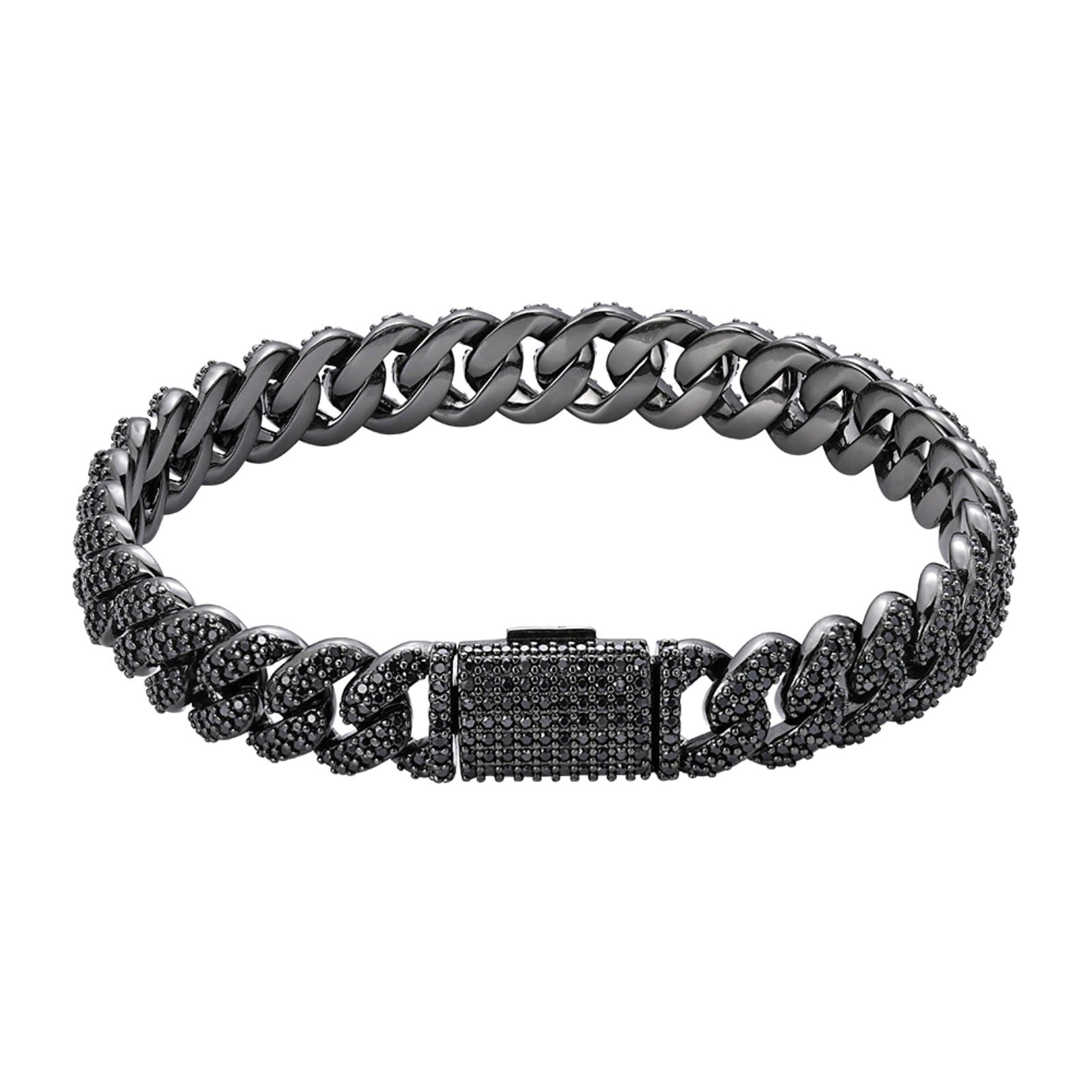8mm Black Moissanite Miami Cuban Link Bracelet for Men - 925 Sterling Silver | Perfect for Gifts, Weddings & Everyday Luxury Wear