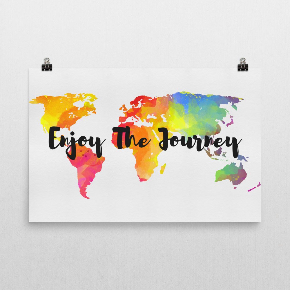 Enjoy The Journey Wall Art Print - Inspirational Travel Quote Sign for Home & Office Decor - 12