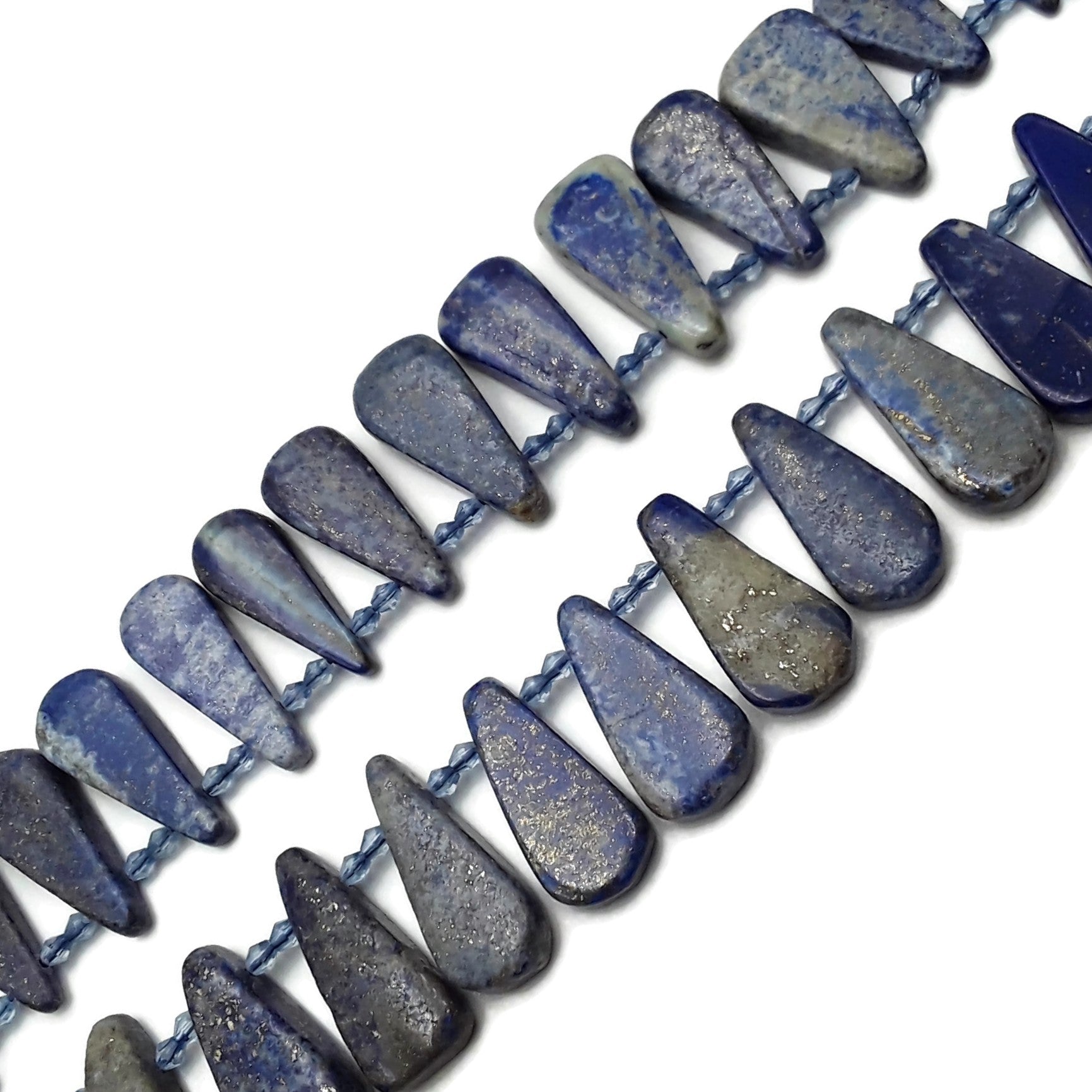 Lapis Lazuli Smooth Flat Teardrop Beads 30-40mm Graduated Strand (15.5 Inch) for Jewelry Making, DIY Crafts & Necklace Design
