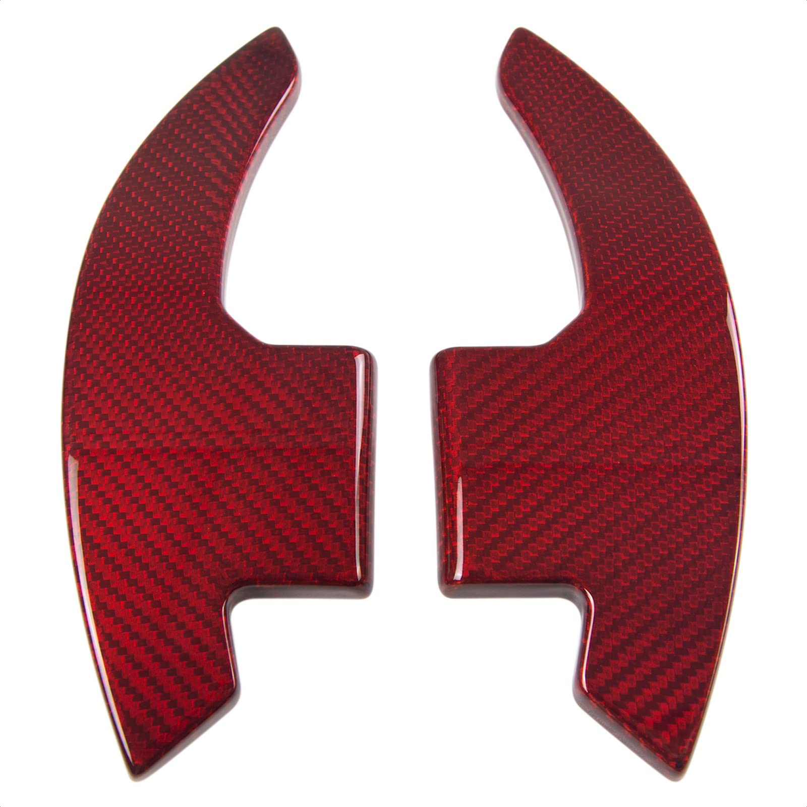Real Carbon Fiber Steering Wheel Shift Paddle Extender for Ford Mustang 2015-2021 | Red Carbon Fiber Shifter Trim Cover | Upgrade Your Mustang GT, EcoBoost or Shelby GT350/GT500 | Perfect for Racing, Track Days & Performance Driving