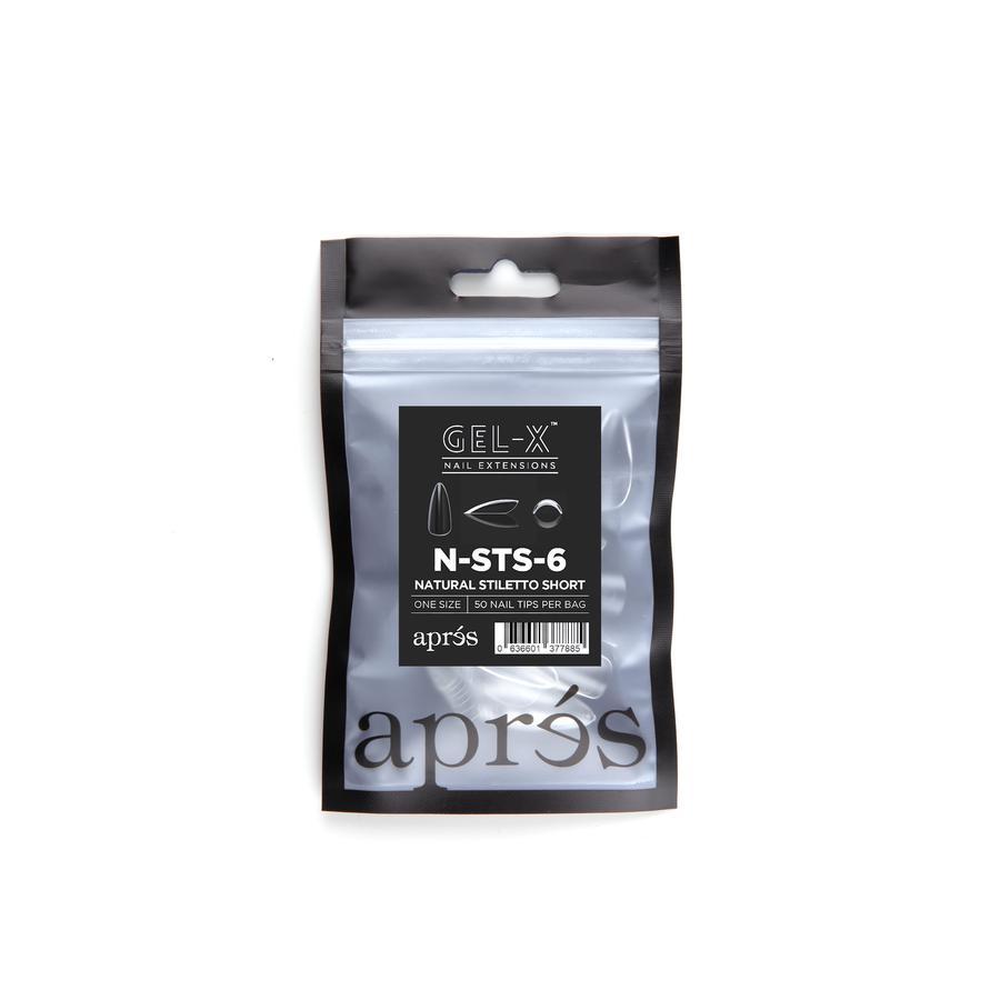 Apres Gel X Refill Bags - Natural Stiletto Short Size 6 (50 Pcs) | Professional Nail Extension Kit for Salon & Home Manicure | Perfect for DIY Nail Art & Special Occasions