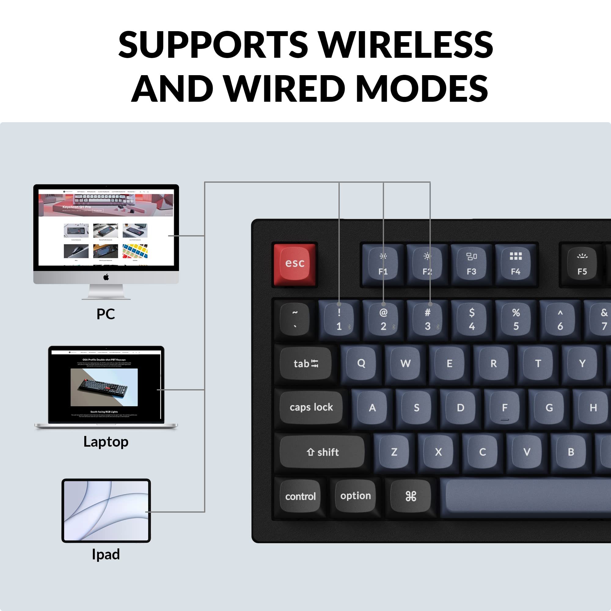 Keychron K10 Pro Wireless Custom Mechanical Keyboard - Full Size Bluetooth/Wired RGB Backlit with Hot-Swappable K Pro Red Switches, QMK/VIA Programmable for Mac Windows Linux - Perfect for Gaming, Coding & Office Work