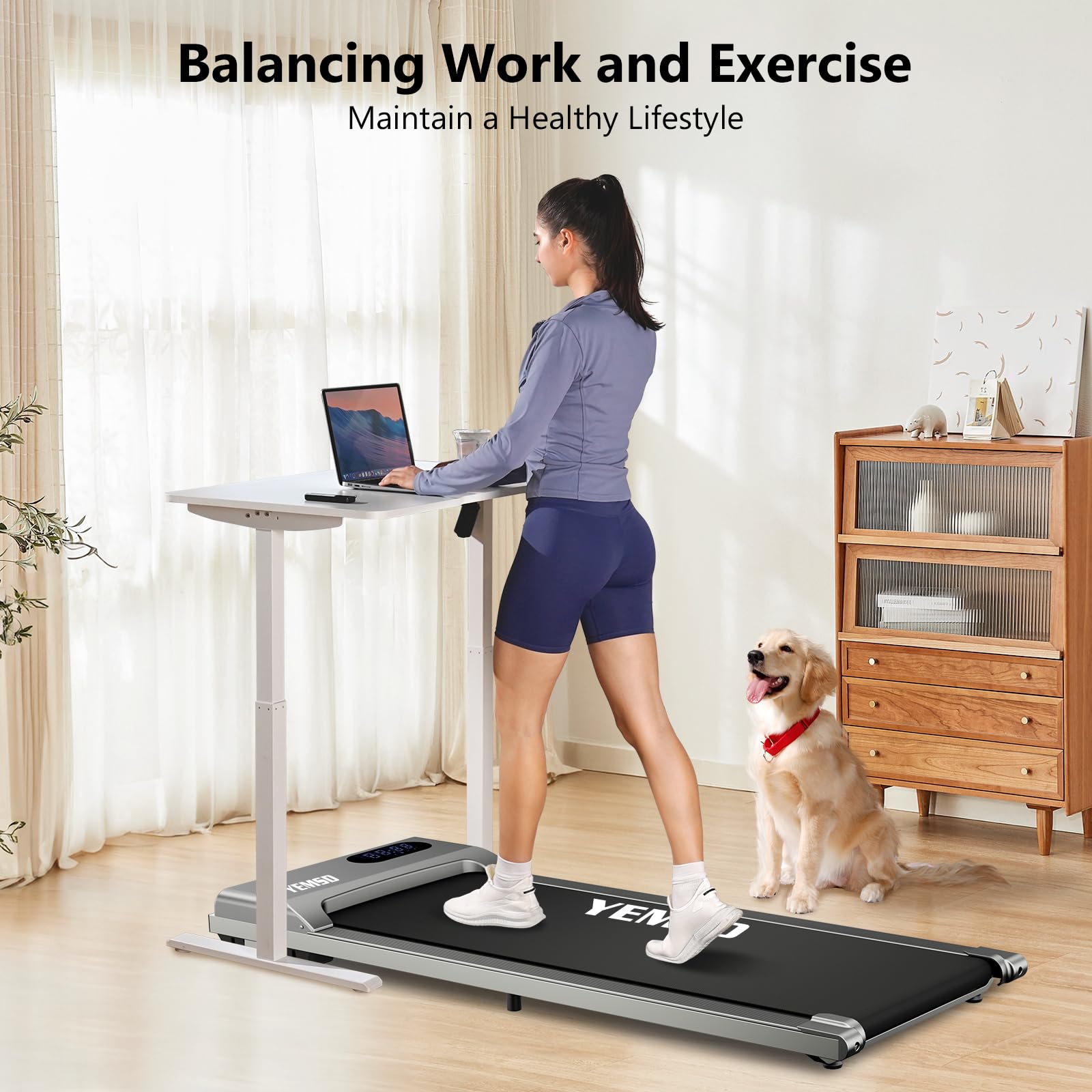 Portable Under Desk Treadmill - 330 lb Capacity Walking Pad with Remote Control & LED Display | 3-in-1 Compact Treadmill for Home, Office & Small Spaces | Perfect for Workouts, Walking While Working & Home Fitness