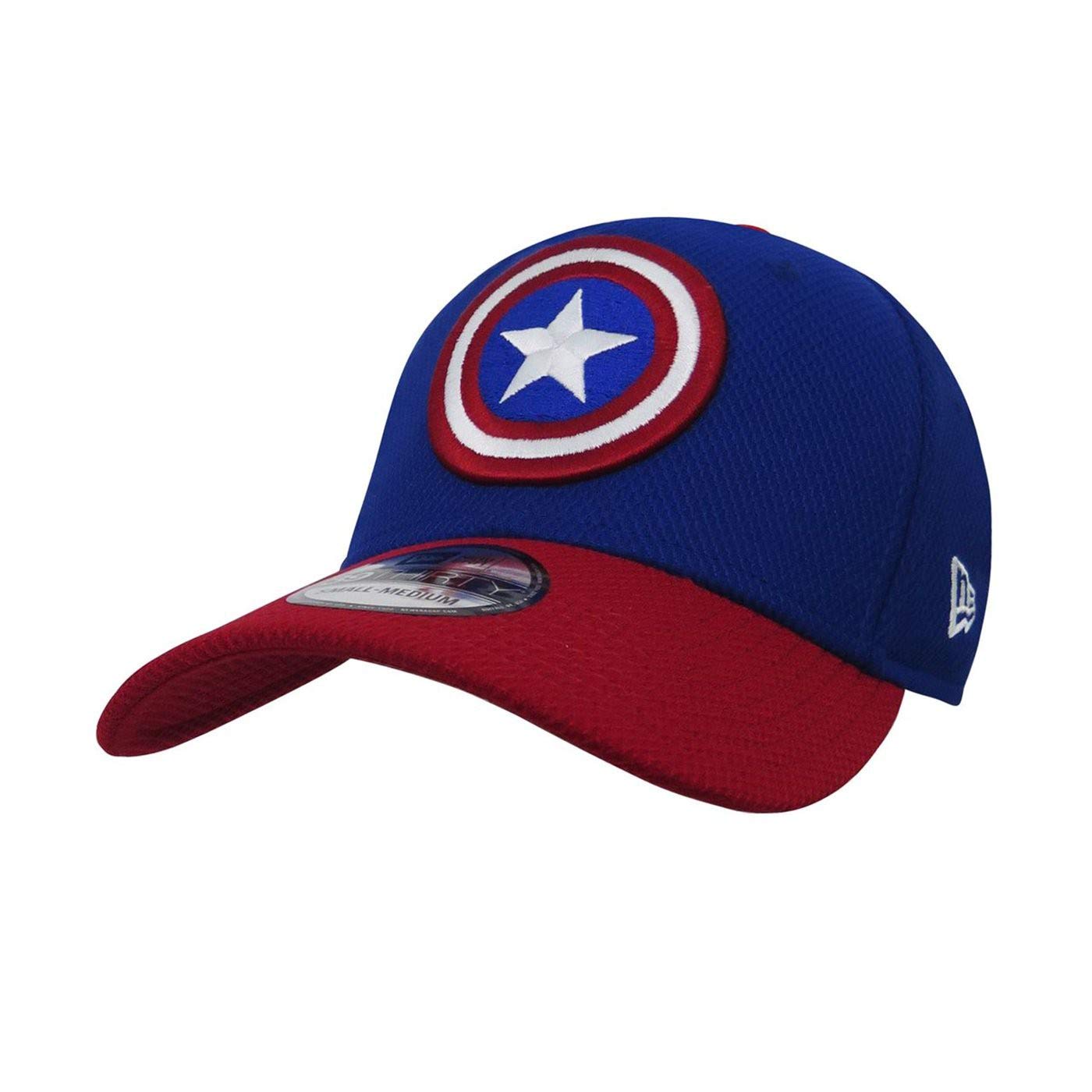 Captain America Red Blue 39Thirty Baseball Cap - Official Marvel Superhero Adjustable Snapback Hat for Men & Women - Perfect for Cosplay, Sports, and Everyday Wear