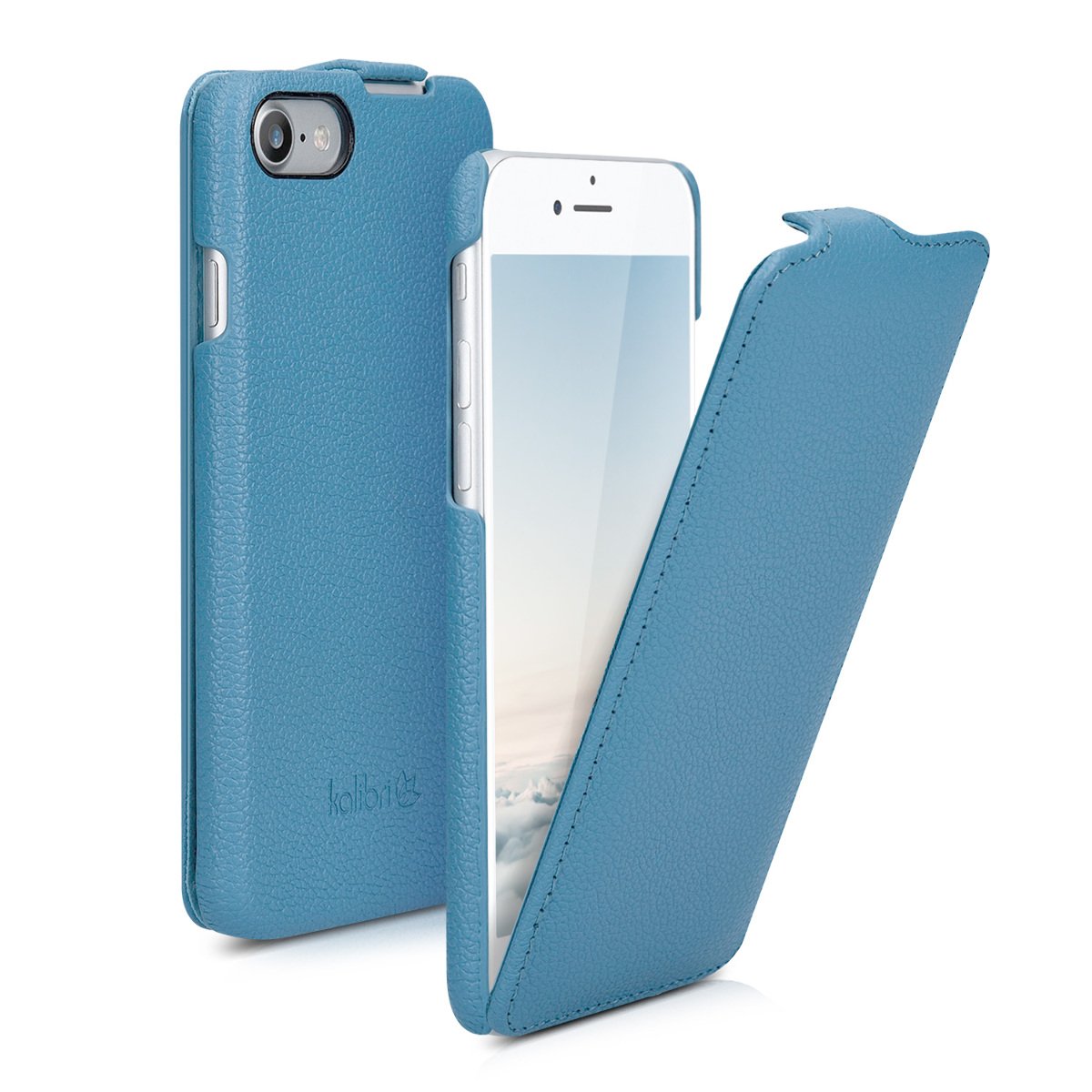 Premium Leather Flip Case for iPhone SE 2022/2020 & iPhone 8/7 - Ultra Slim Protective Cover with Card Slot (Blue) | Perfect for Business Professionals & Daily Use