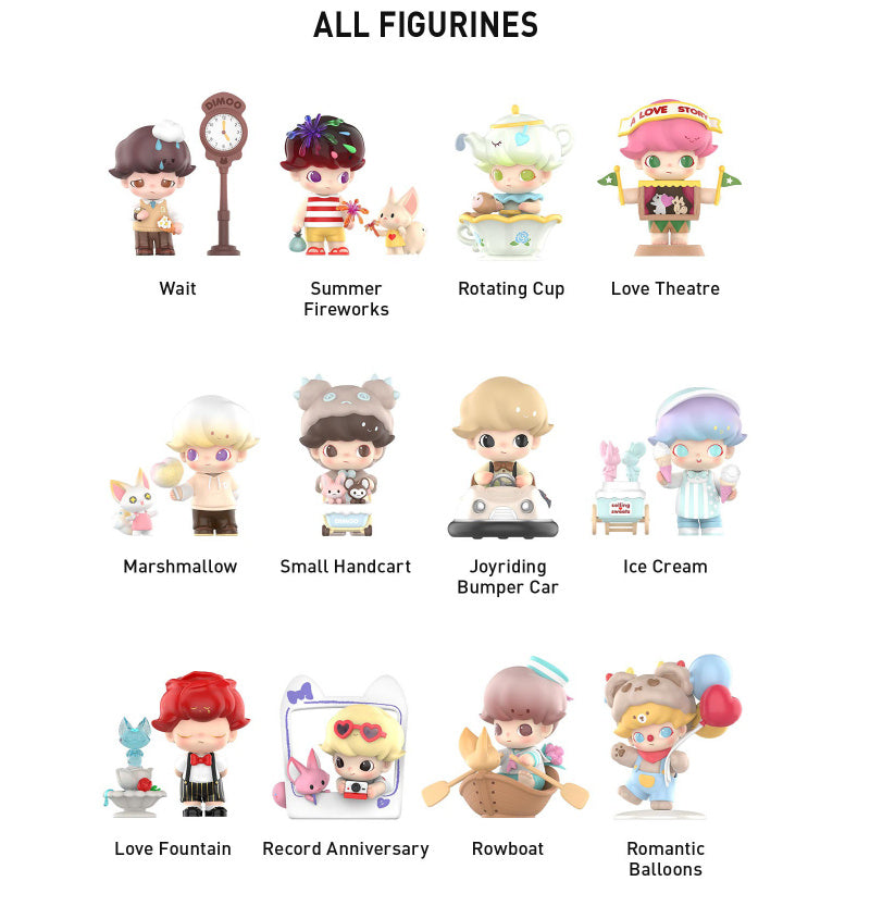 DIMOO Dating Series Blind Box Collectible Figures - Complete Set (Opened) - Cute Anime Vinyl Toys for Display, Gifts & Decoration