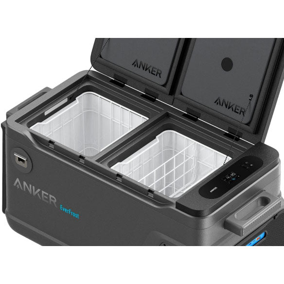 Anker EverFrost 50-Quart Dual Zone Portable Cooler - Electric Car Fridge for Camping, Road Trips & Outdoor Adventures - Keep Food & Drinks Cold Anywhere